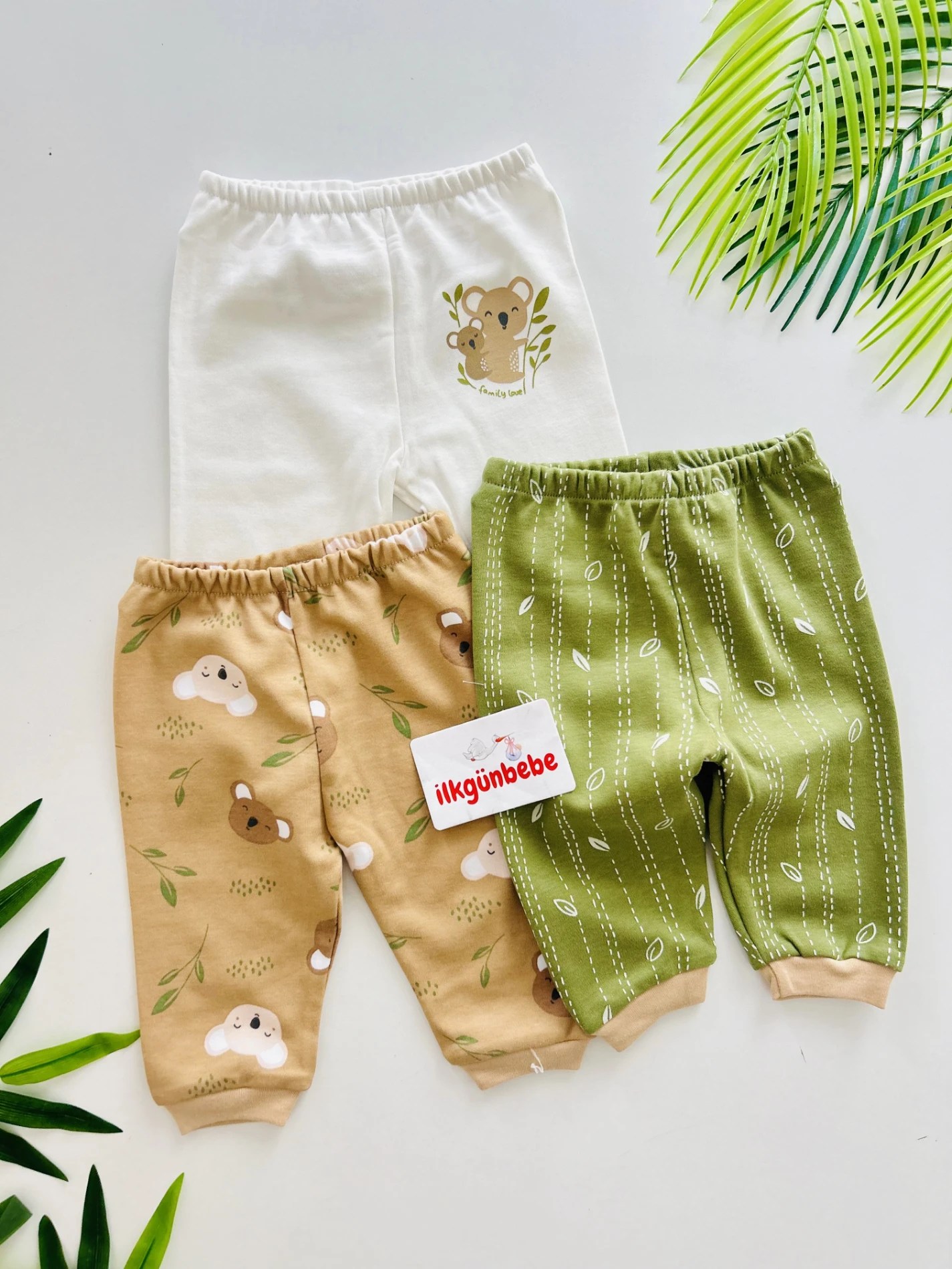 Koala Temalı Naturel %100 Pamuk 3 Alt 3 Üst 6’lı Set