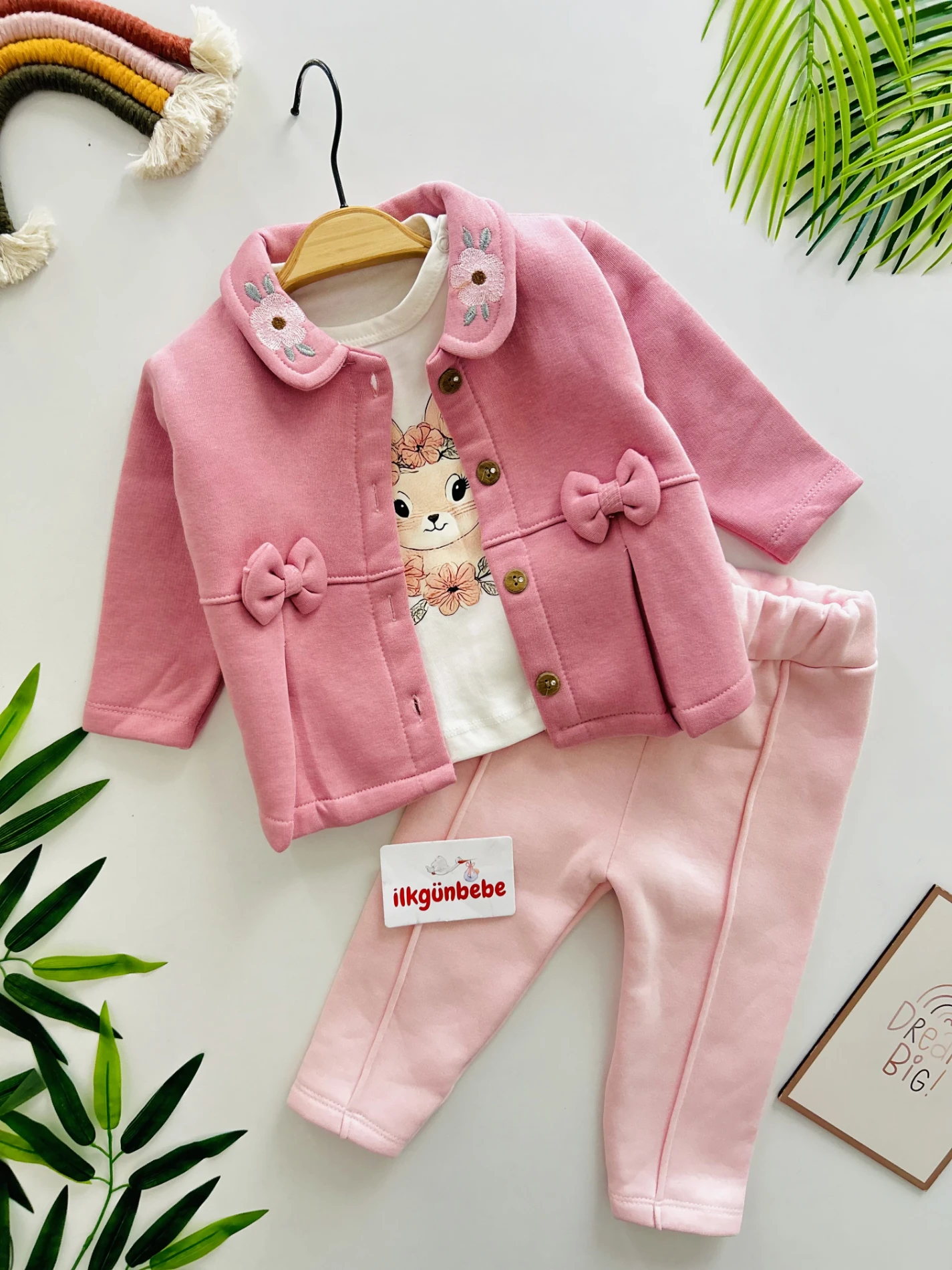 Fiyonklu Yaka Detaylı   3 İp İçi Şardonlu Kışlık 3’lü Premium Kalite Takım