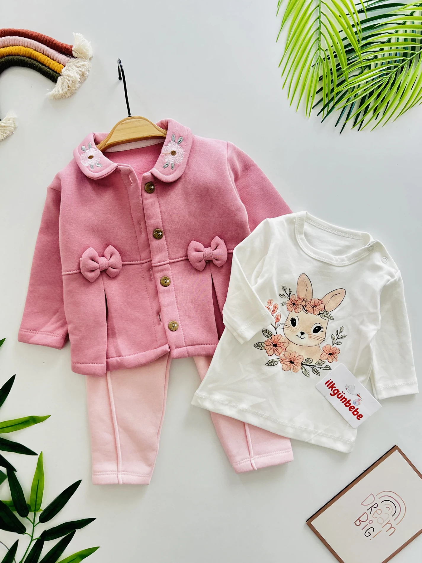 Fiyonklu Yaka Detaylı   3 İp İçi Şardonlu Kışlık 3’lü Premium Kalite Takım