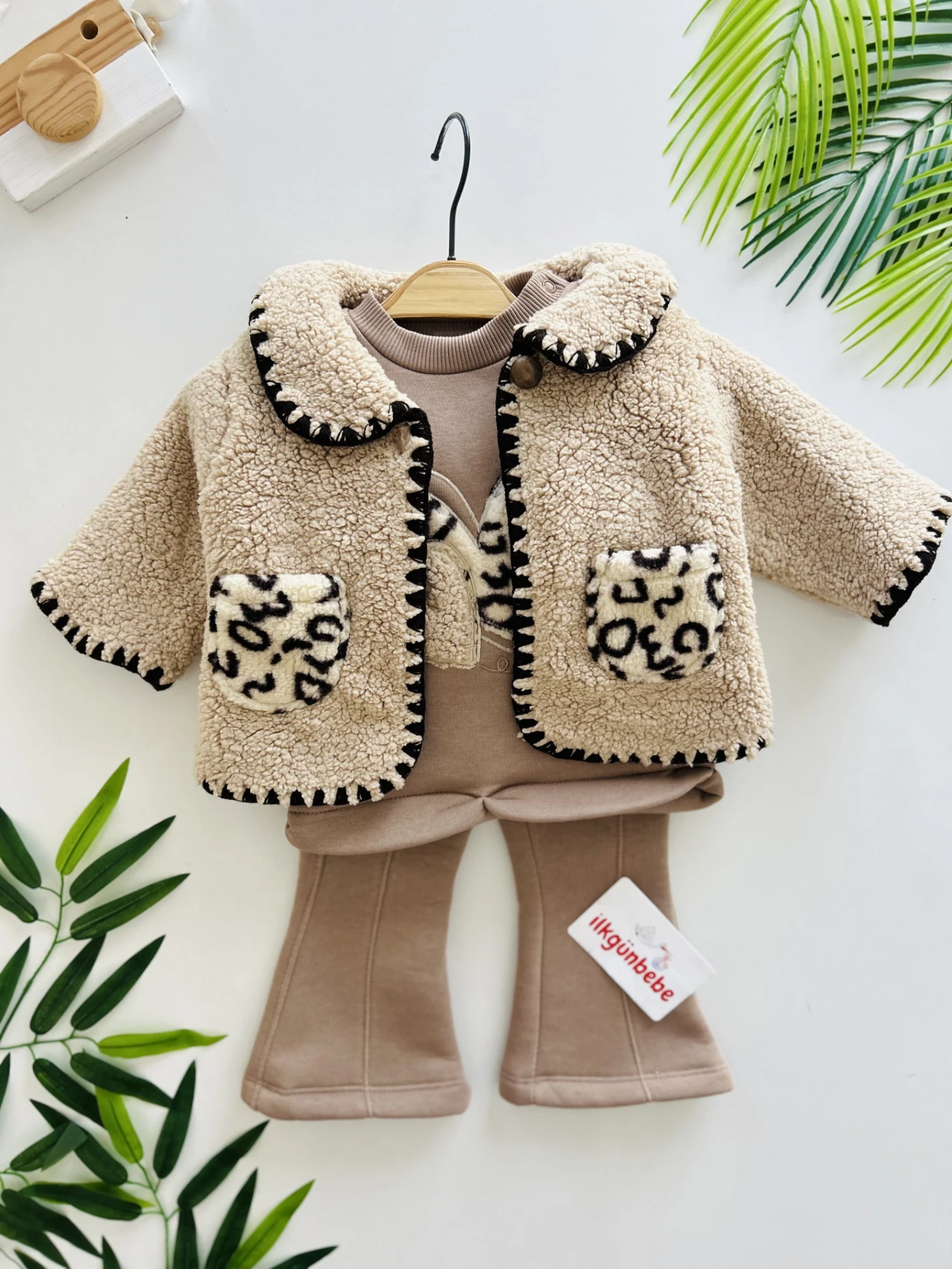 Leogirl Montlu Premium Kalite Kışlık Şardonlu 3’lü Kız Bebek Takım