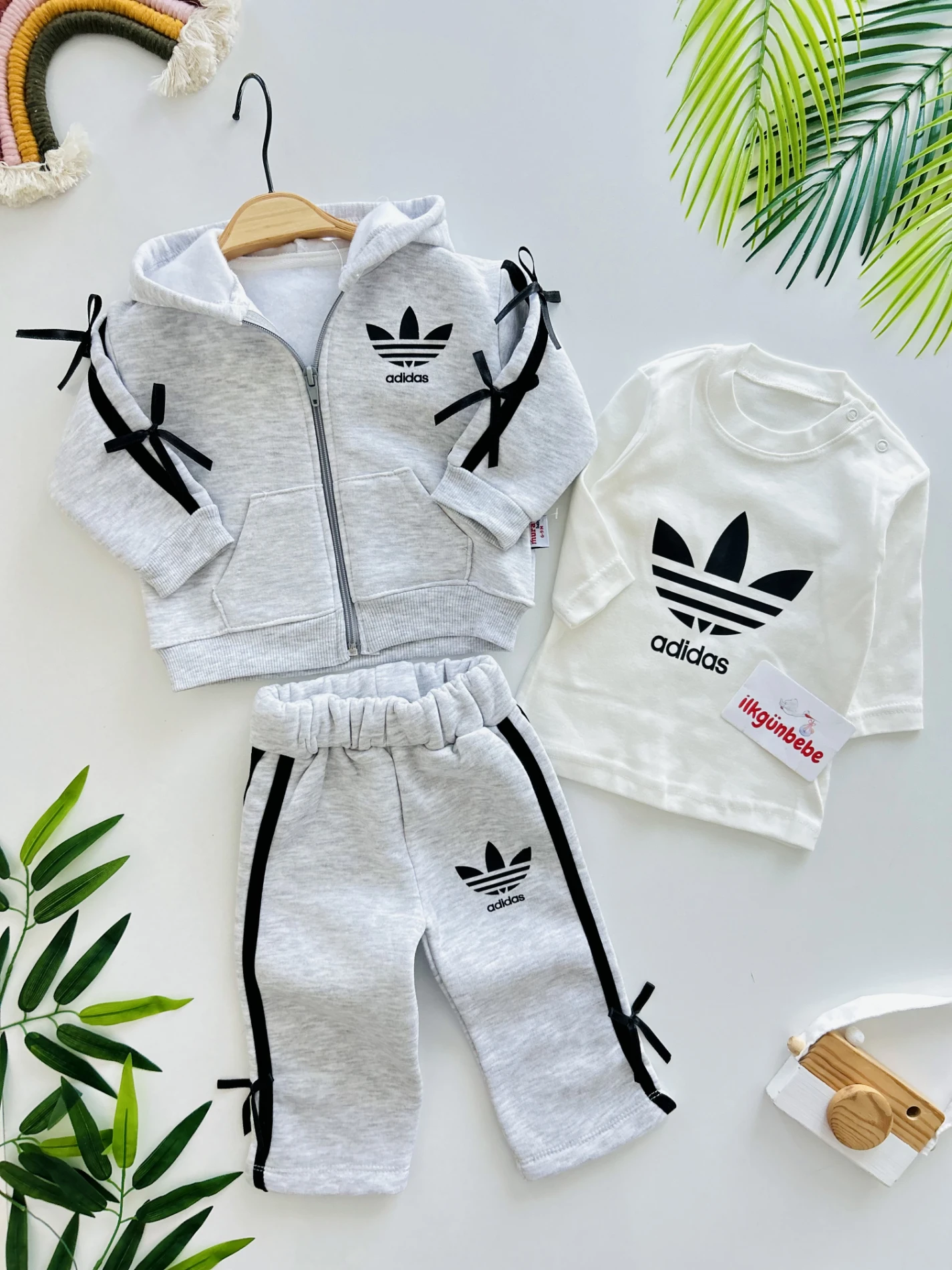 Marka Fiyonk Detaylı 3 İp Şardonlu 3’lü Takım