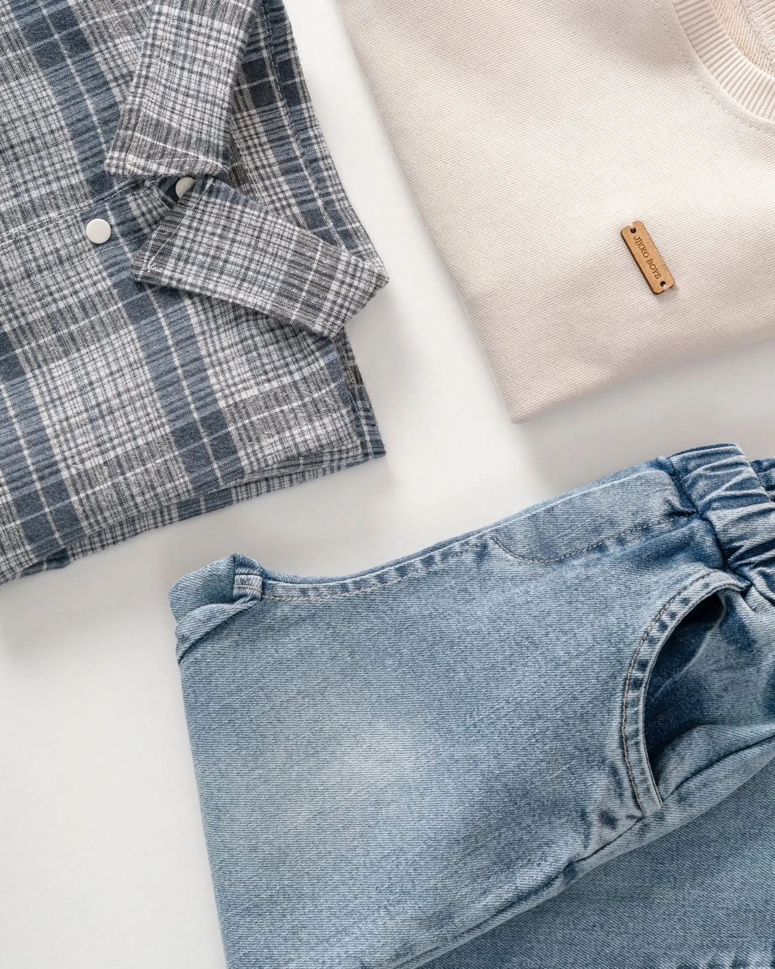 Premium Kalite Erkek Bebek Gömlek Sweatshirt Ve Kot Pantolon 3'Lü Takım 