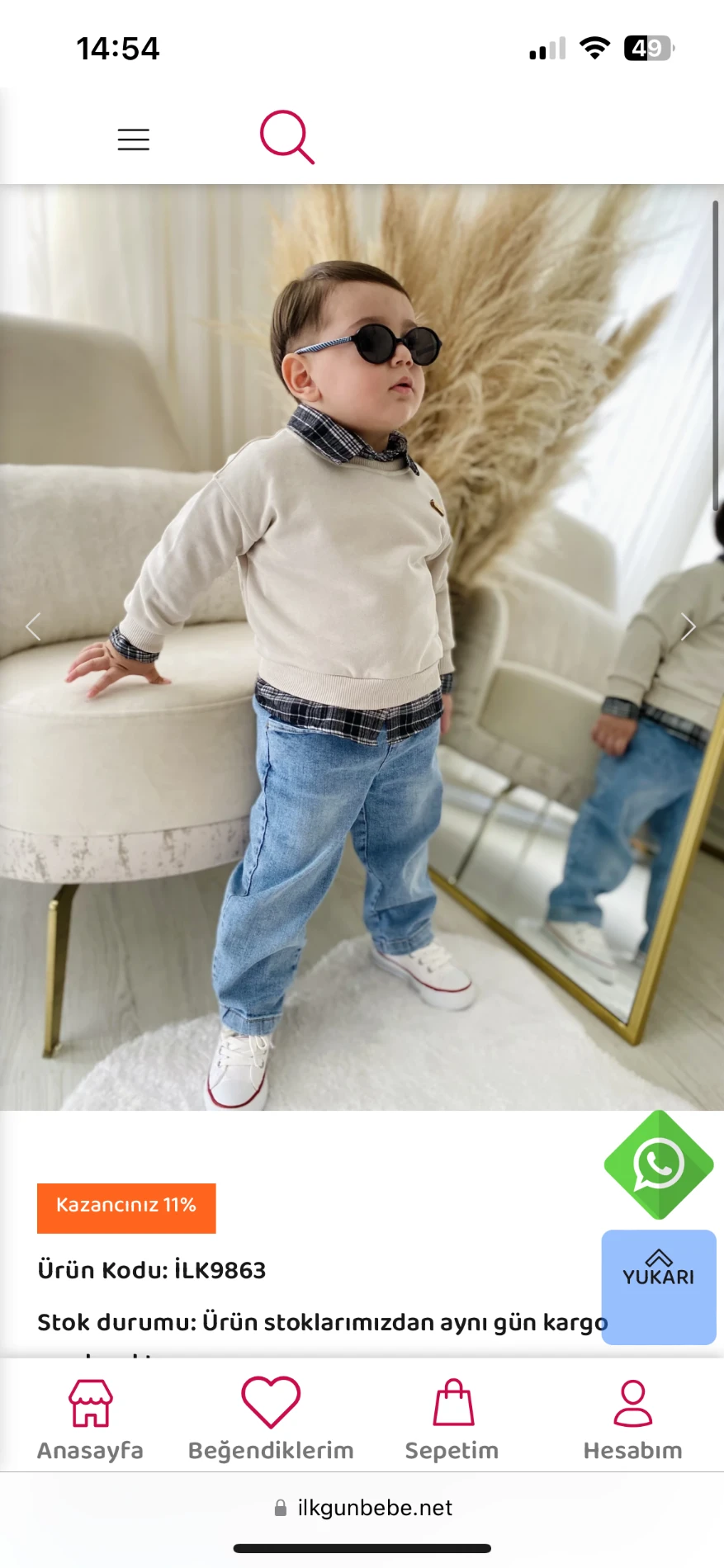 Premium Kalite Erkek Bebek Gömlek Sweatshirt Ve Kot Pantolon 3'Lü Takım 