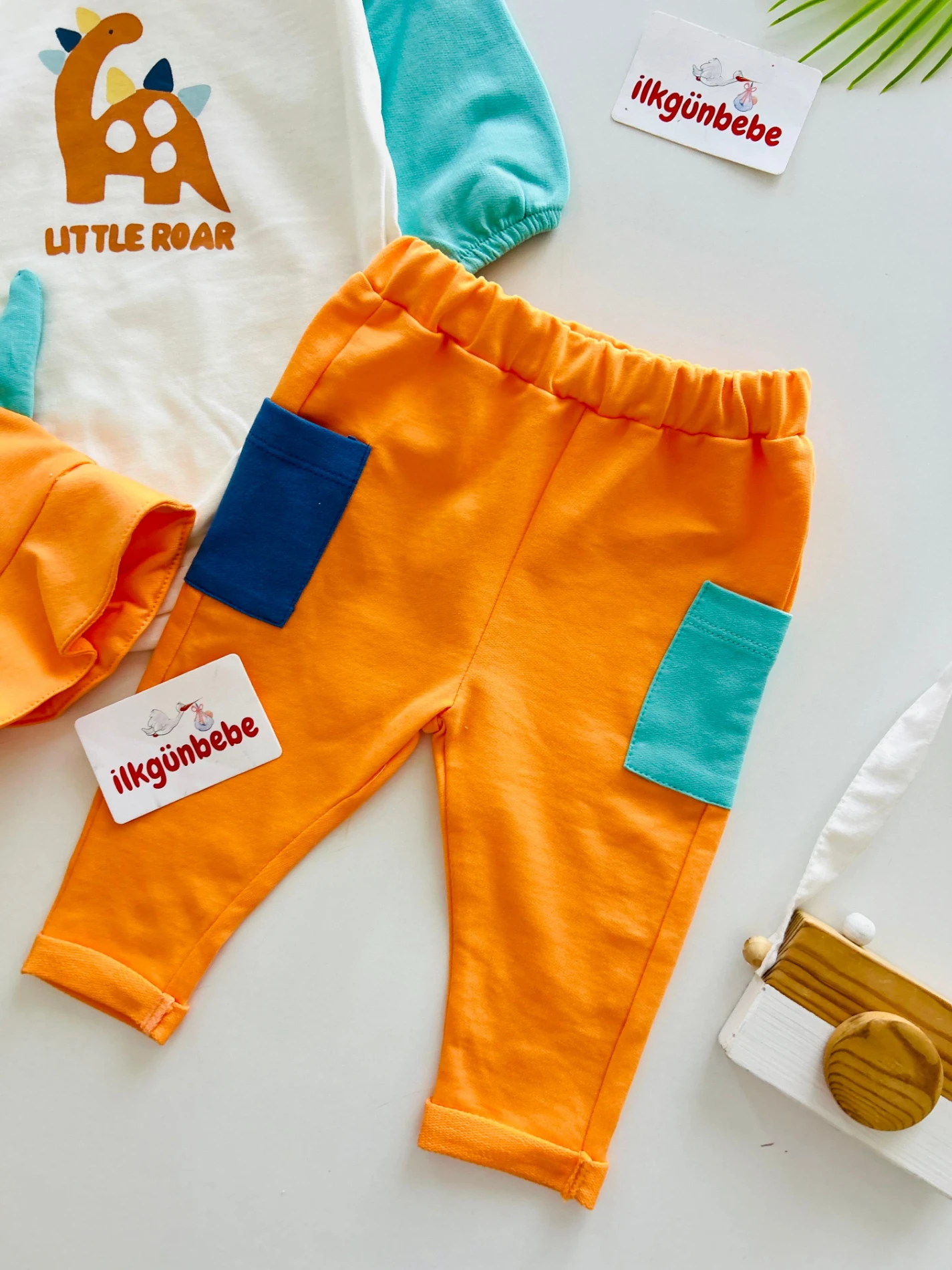 Dino Şapkalı 3’lü Mevsimlik %100 Pamuk Takım