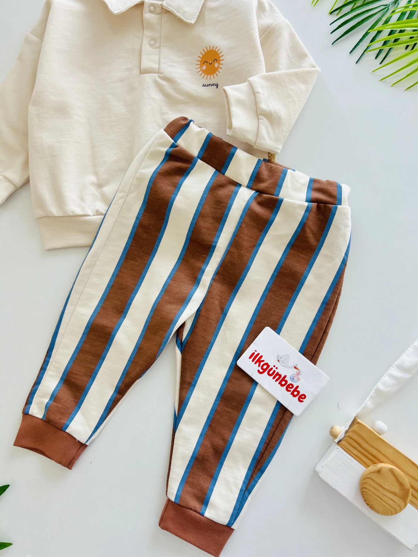 Polo Yaka Summer Baskılı Çizgili 2’li Premium Kalite Takım