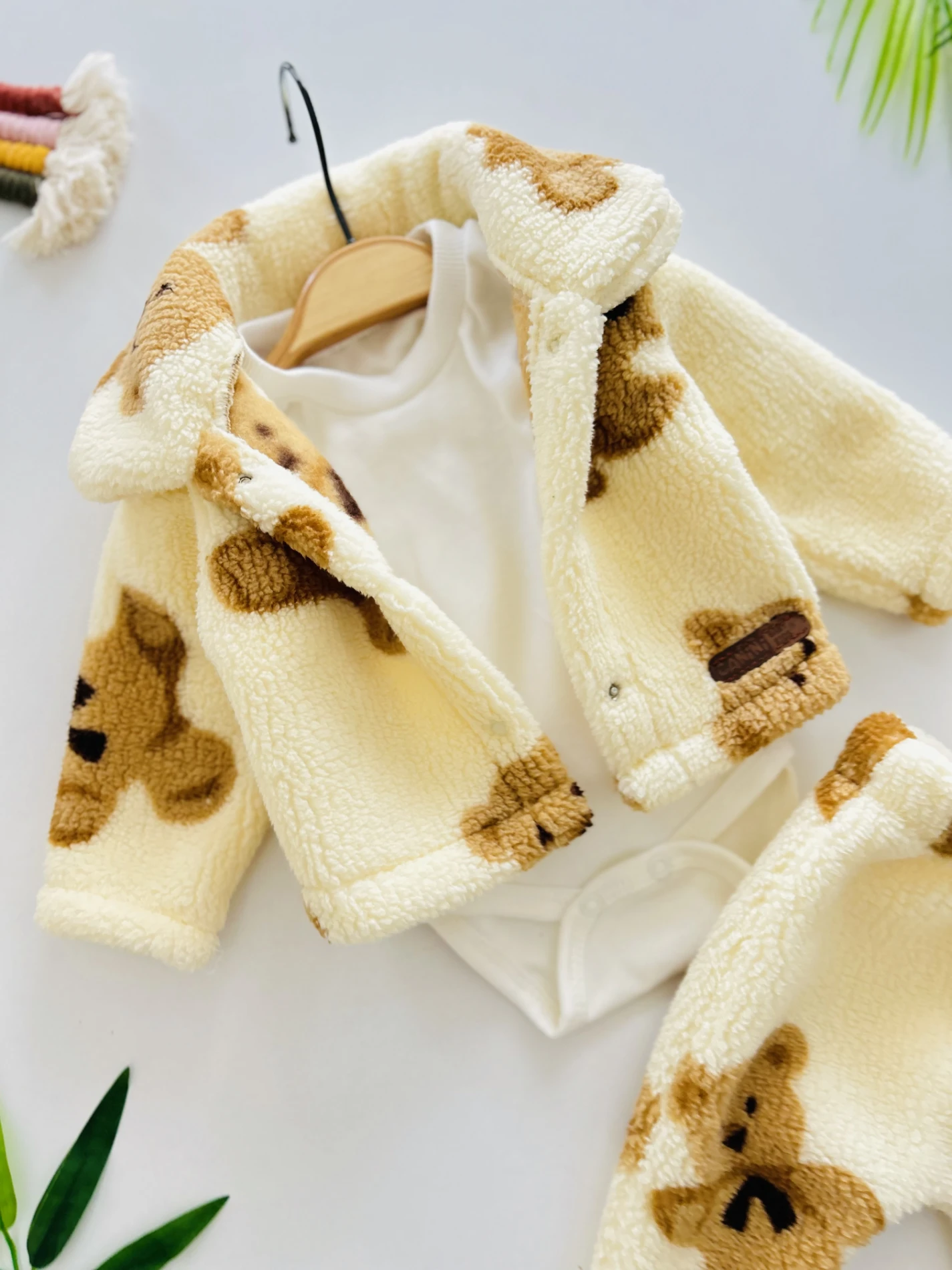 Peluş Teddy Ceketli Kışlık 3’lü Takım