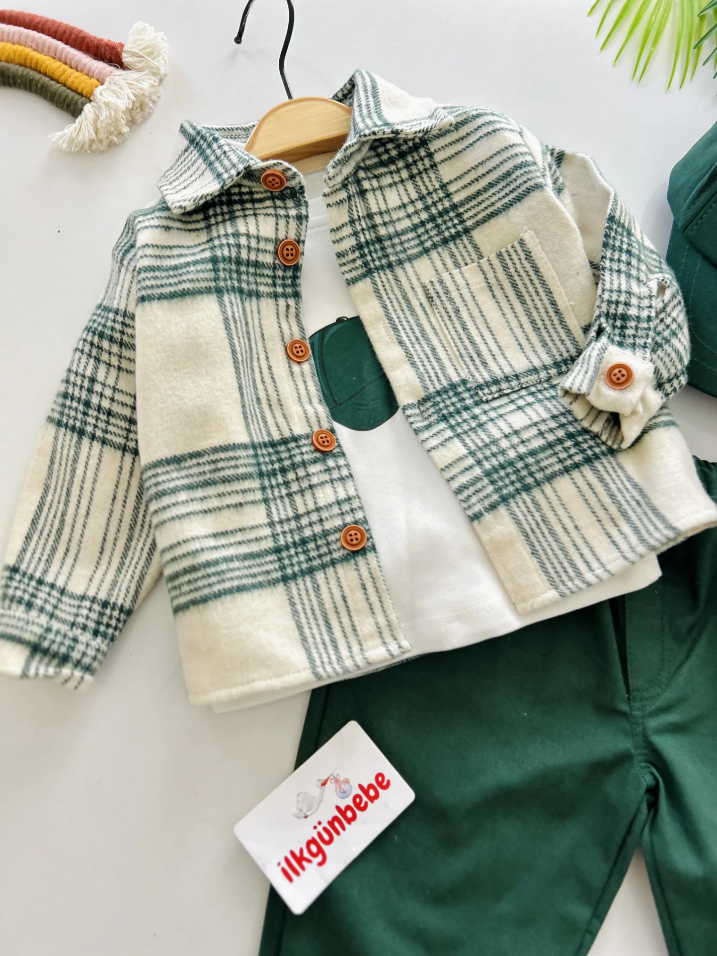 Oduncu Gömlek Şapkalı Oversize Hiphop Pantolon Badili 4lü Erkek Çocuk ve Bebek Takım