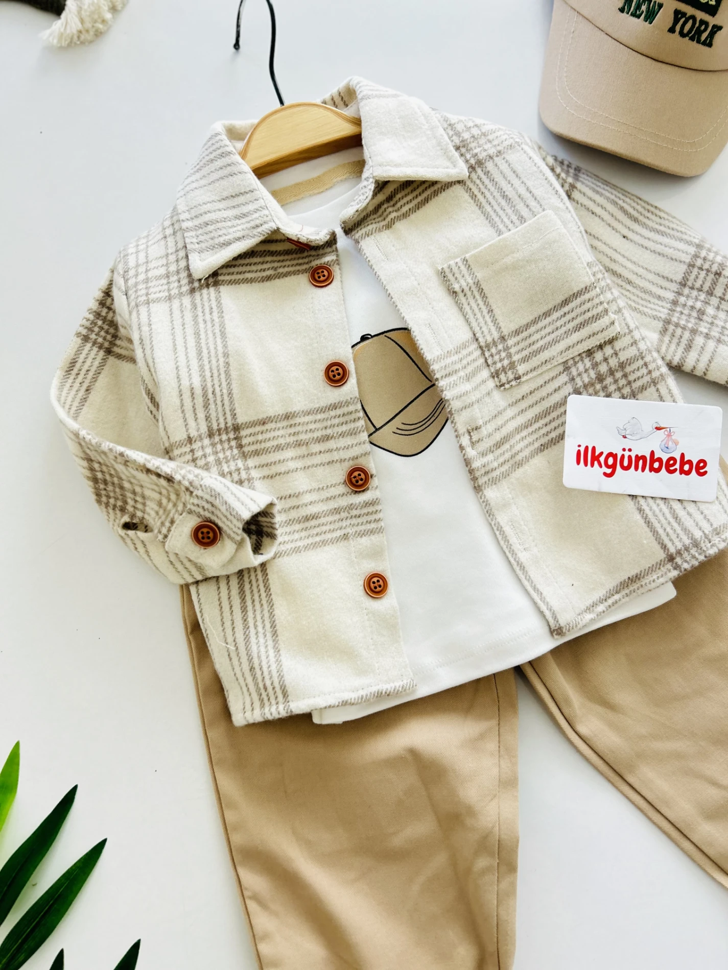 Oduncu Gömlek Şapkalı Oversize Hiphop Pantolon Badili 4lü Erkek Çocuk ve Bebek Takım