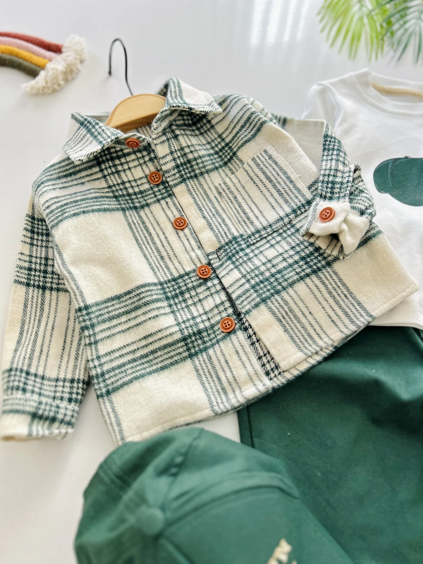 Oduncu Gömlek Şapkalı Oversize Hiphop Pantolon Badili 4lü Erkek Çocuk ve Bebek Takım