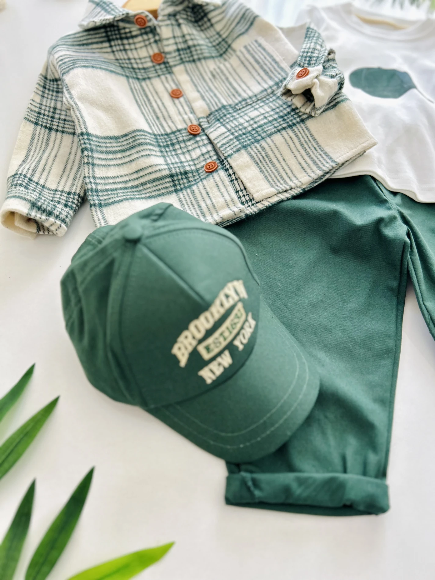 Oduncu Gömlek Şapkalı Oversize Hiphop Pantolon Badili 4lü Erkek Çocuk ve Bebek Takım