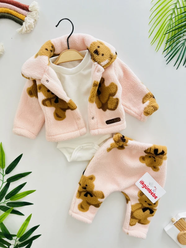 Peluş Teddy Ceketli Kışlık 3’lü Takım