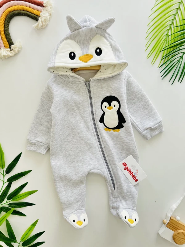 Penguen  Detaylı 3 İp İçi Şardonlu Premium Tulum