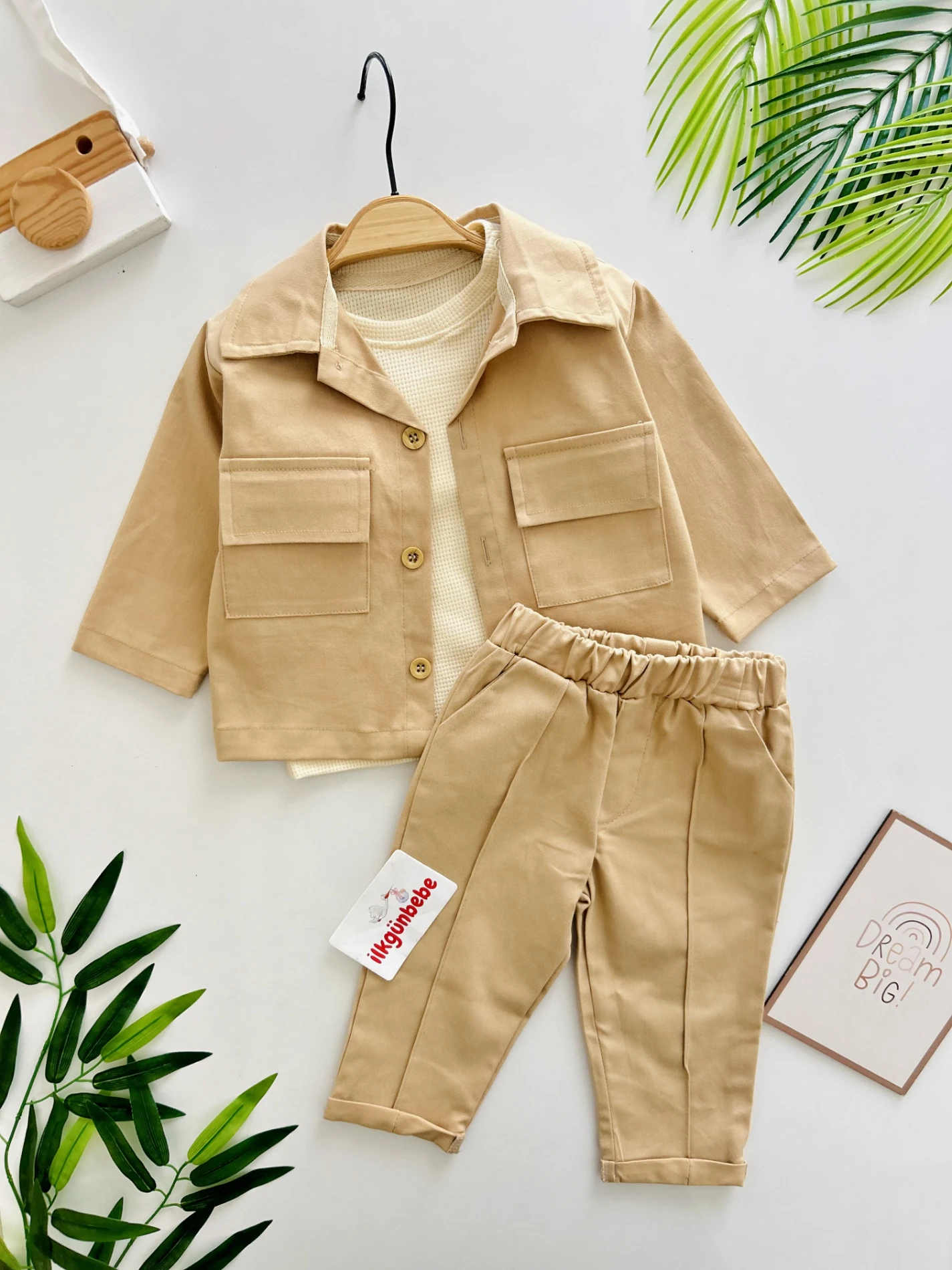 Keten Likralı  Omuzdan Çıtçıtlı Sweatshirt 3’lü Takım