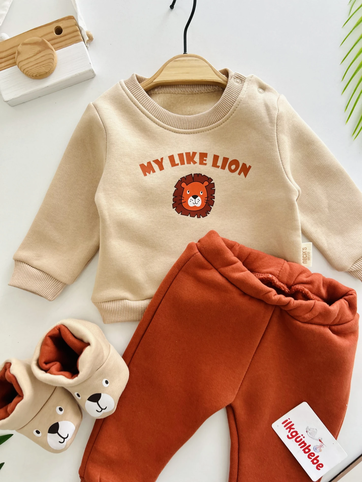My Like Lion 3 İp Şardonlu Panduflu Kışlık 3’lü Premium Takım
