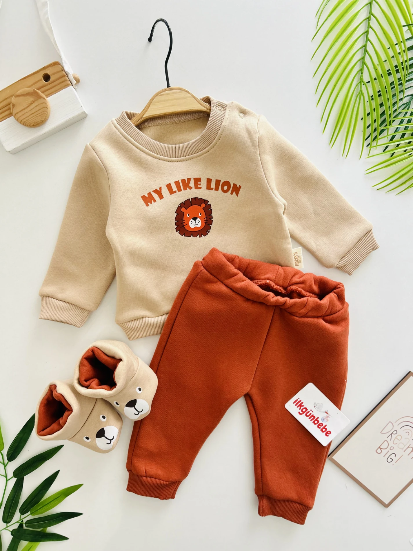 My Like Lion 3 İp Şardonlu Panduflu Kışlık 3’lü Premium Takım