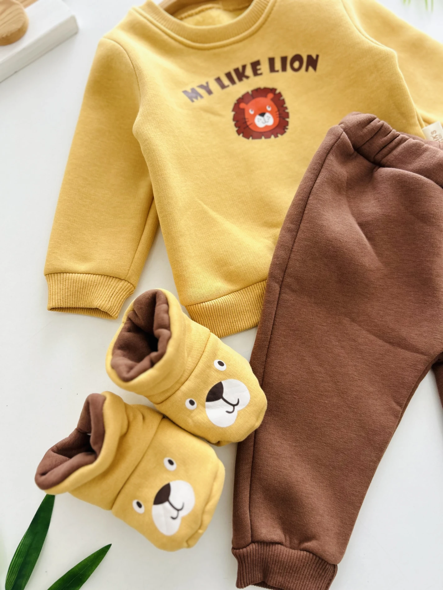 My Like Lion 3 İp Şardonlu Panduflu Kışlık 3’lü Premium Takım