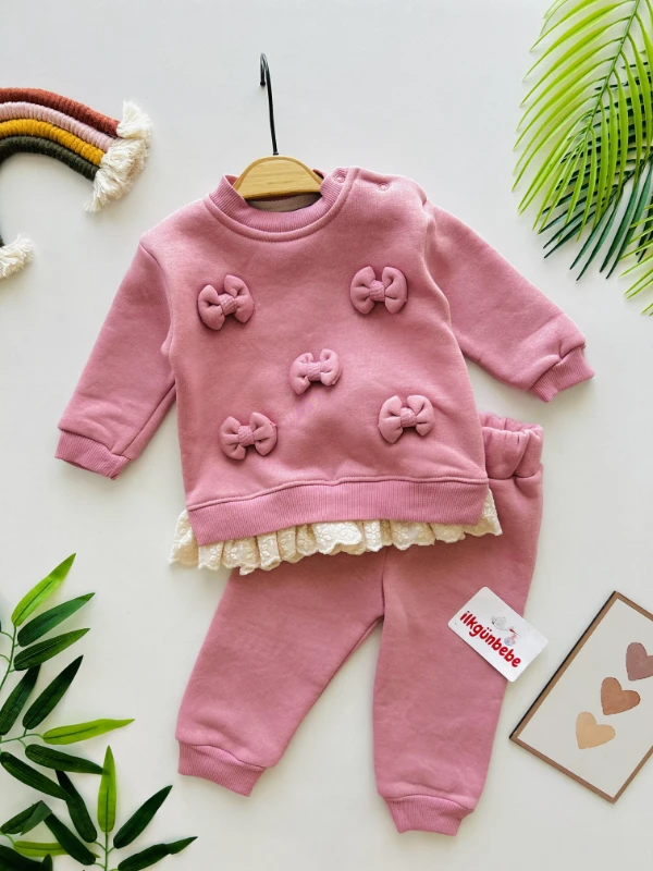 Fiyonklu  3 İp Şardonlu Kışlık  Takım