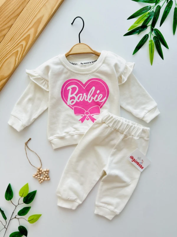 Barbie Fiyonk Detaylı Omuzdan Fırfırlı 2’li Takım