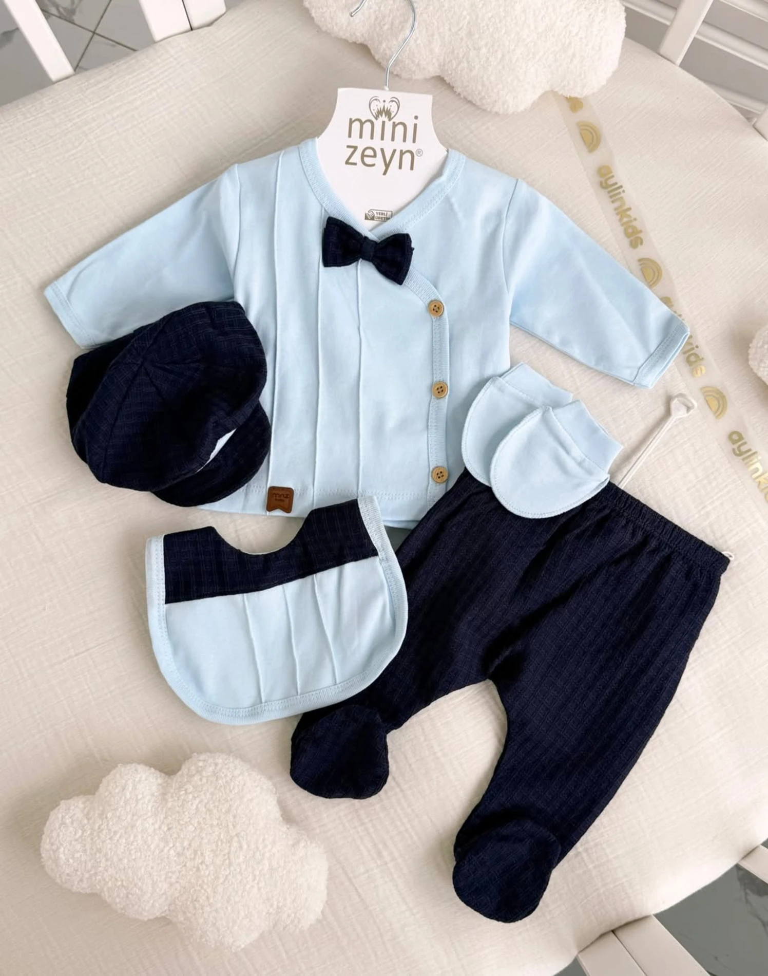 %100 Pamuk Premium Yenidoğan 5 Parça Yenidoğan Set