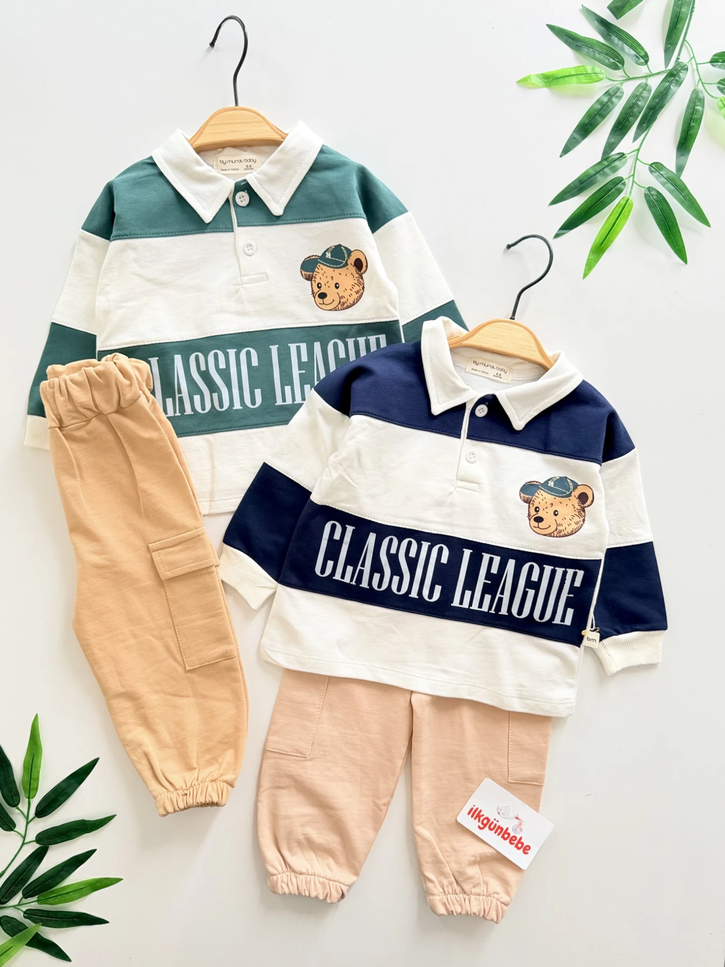 Teddy Çizgili %100 Pamuk 2’li Takım