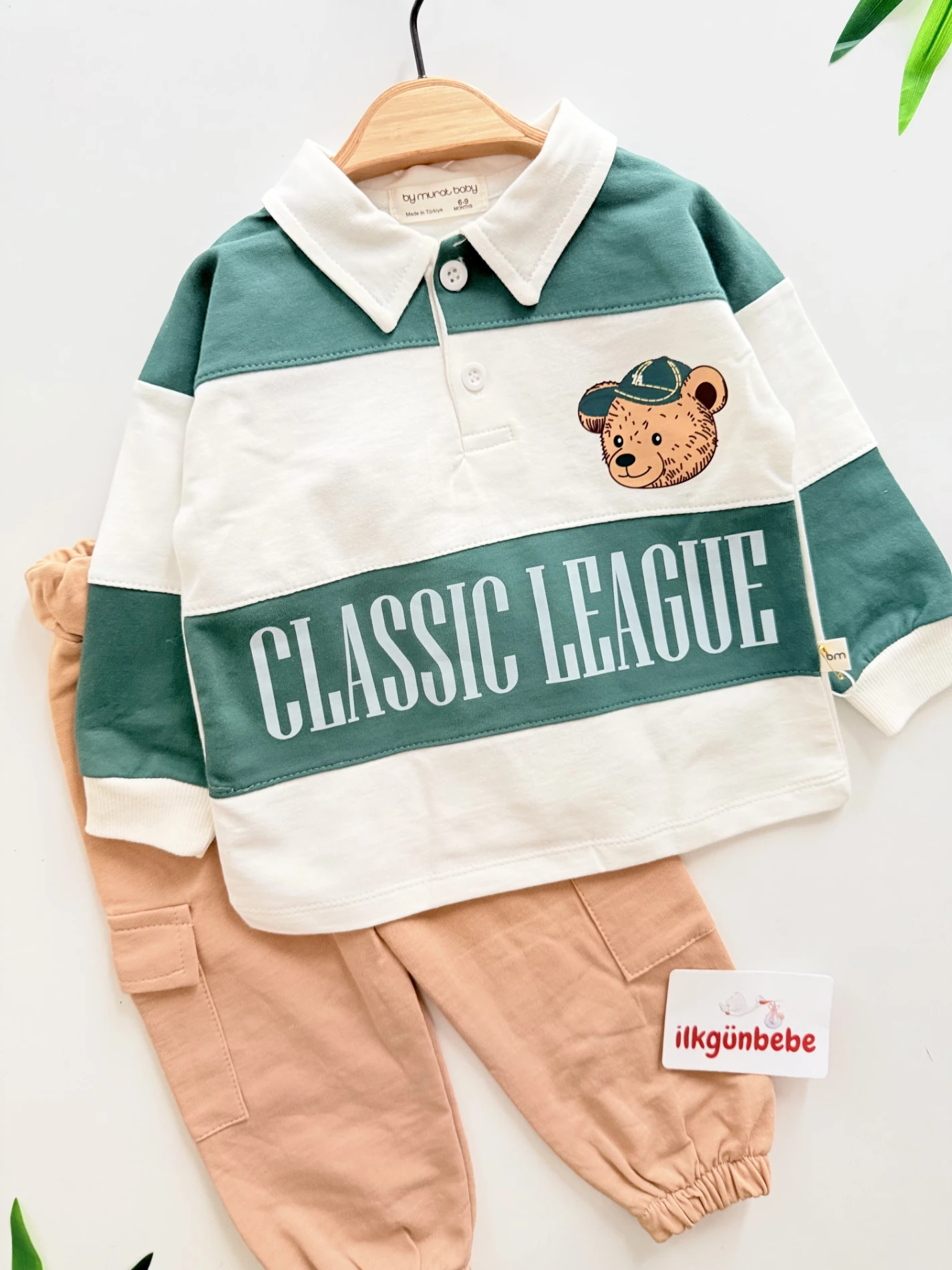 Teddy Çizgili %100 Pamuk 2’li Takım