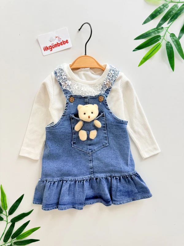 Oyuncak Ayıcıklı Güpür Yaka Bodyli 2’li Set