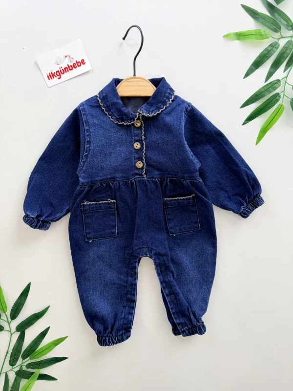 Ahşap Düğmeli Likralı Esnek Kot Kumaş