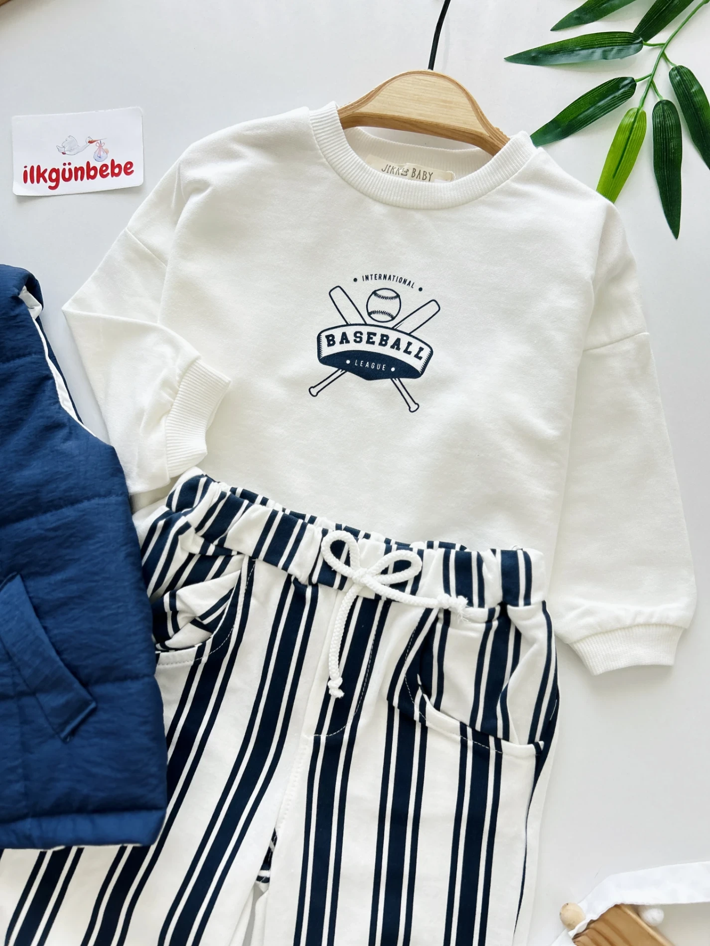 Baseball Basic Sweatli Şişme Yeleki Çizgili Pantalonlu Cool 3’lü Takım