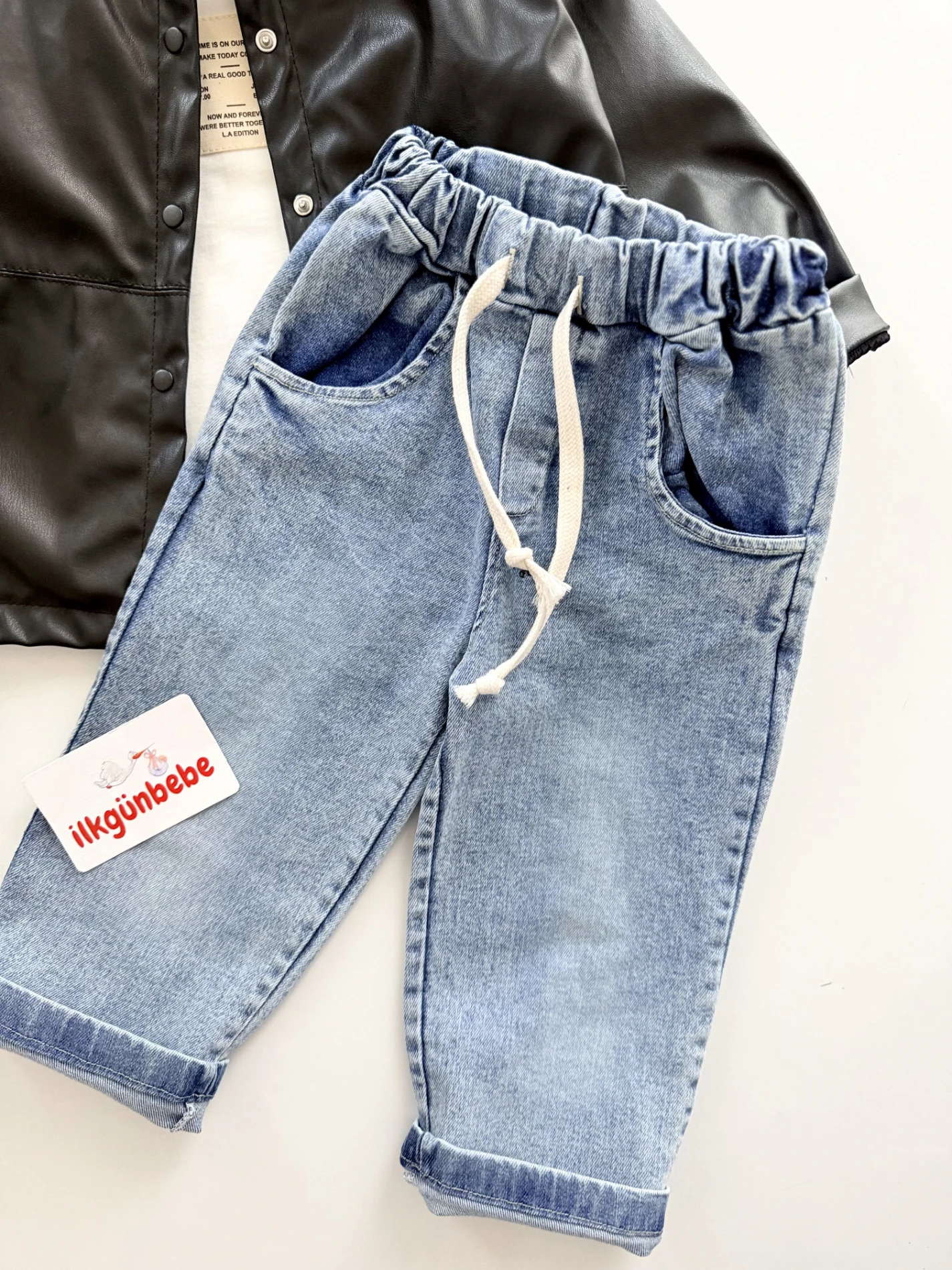 Premium Suni Deri Ceket Kot Pantolon  Body 3’lü Set