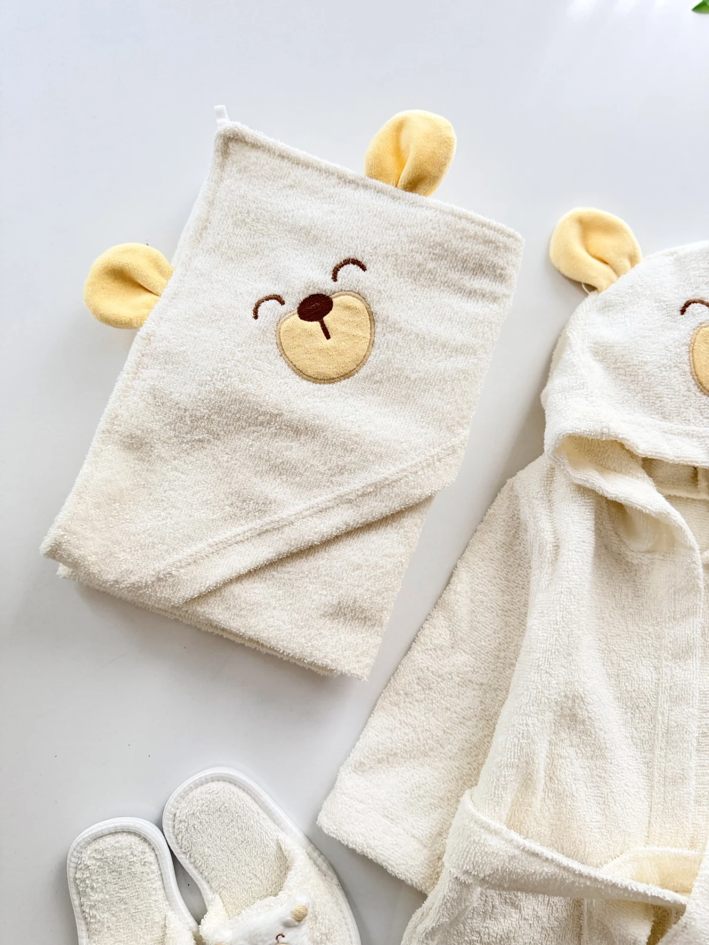   %100 Pamuk Organik Terlikli 3 Parça Bornoz Seti