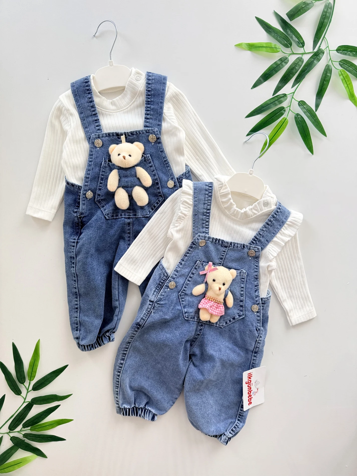 Oyuncak Ayıcıklı Kot Kumaş Badili 2’li Takım