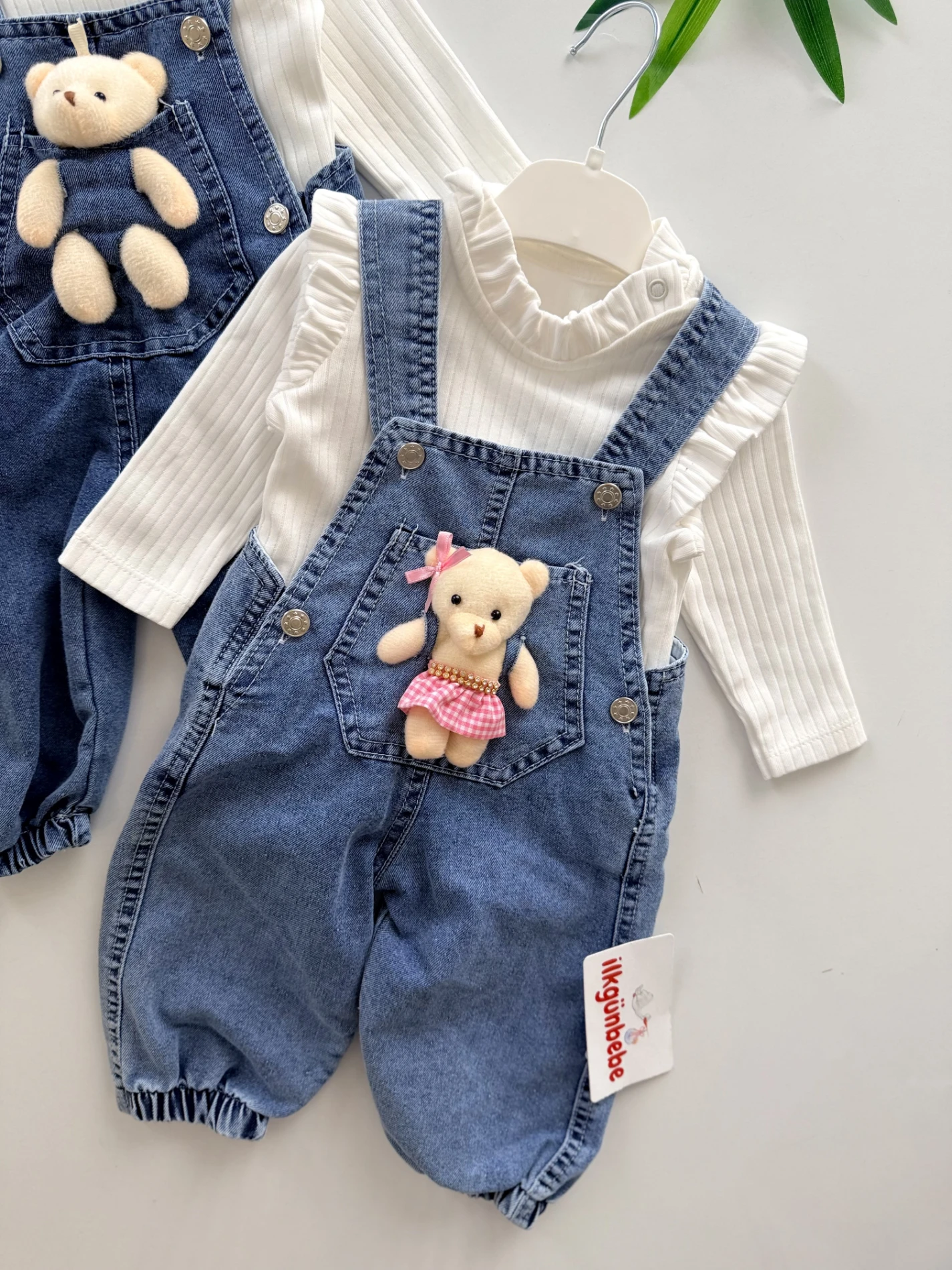 Oyuncak Ayıcıklı Kot Kumaş Badili 2’li Takım