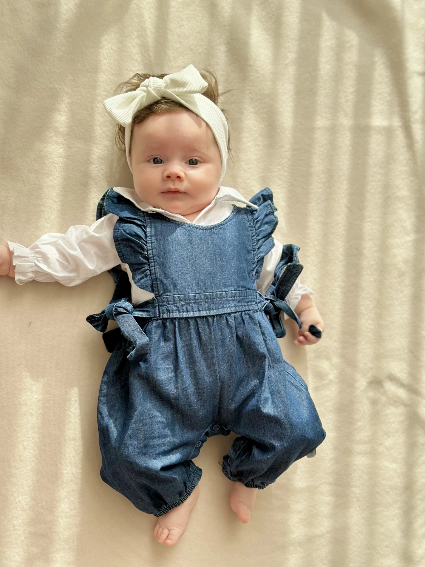 Pera 0-3 ay Özel Kampanyalı  Gömlekli Kot Salopetli Bağlamalı 2’li Takım 