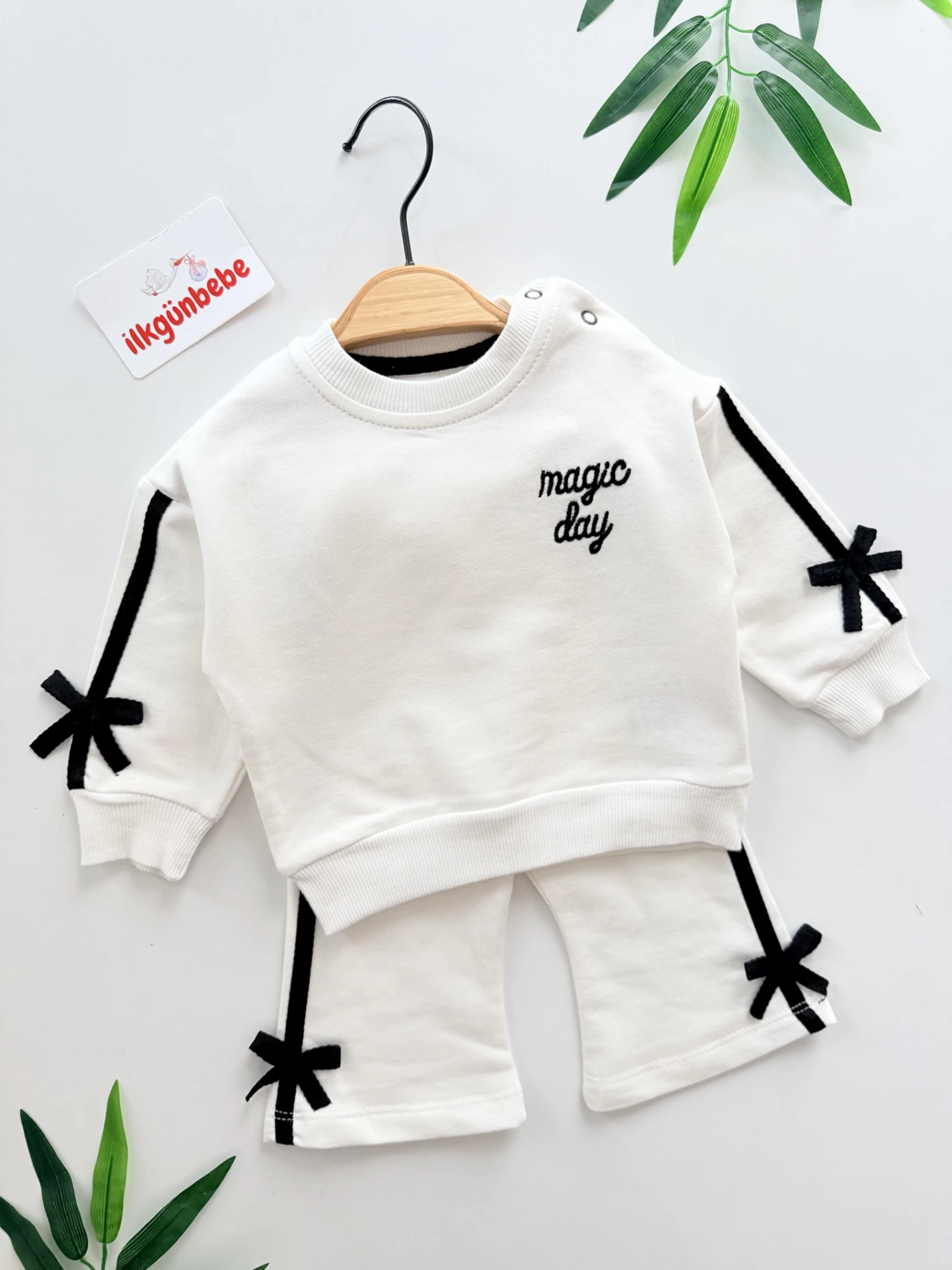 Fiyonk Detaylı İspanyol Paçalı %100 Pamuk 2’li Takım