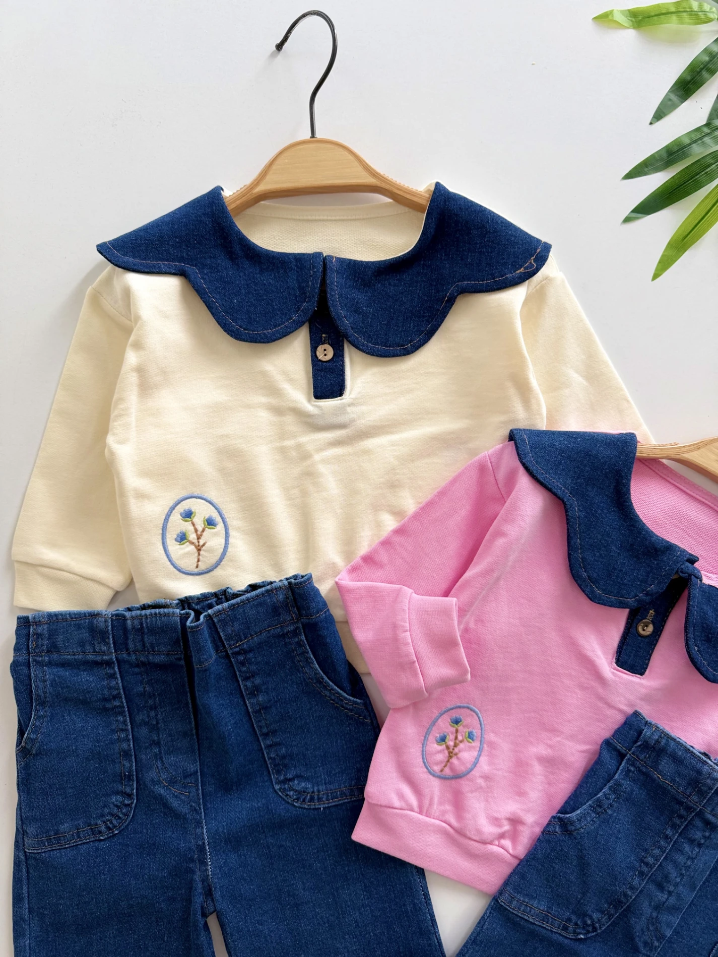 Flowers Kot Yakalı Premium Kalite 2’li Takım