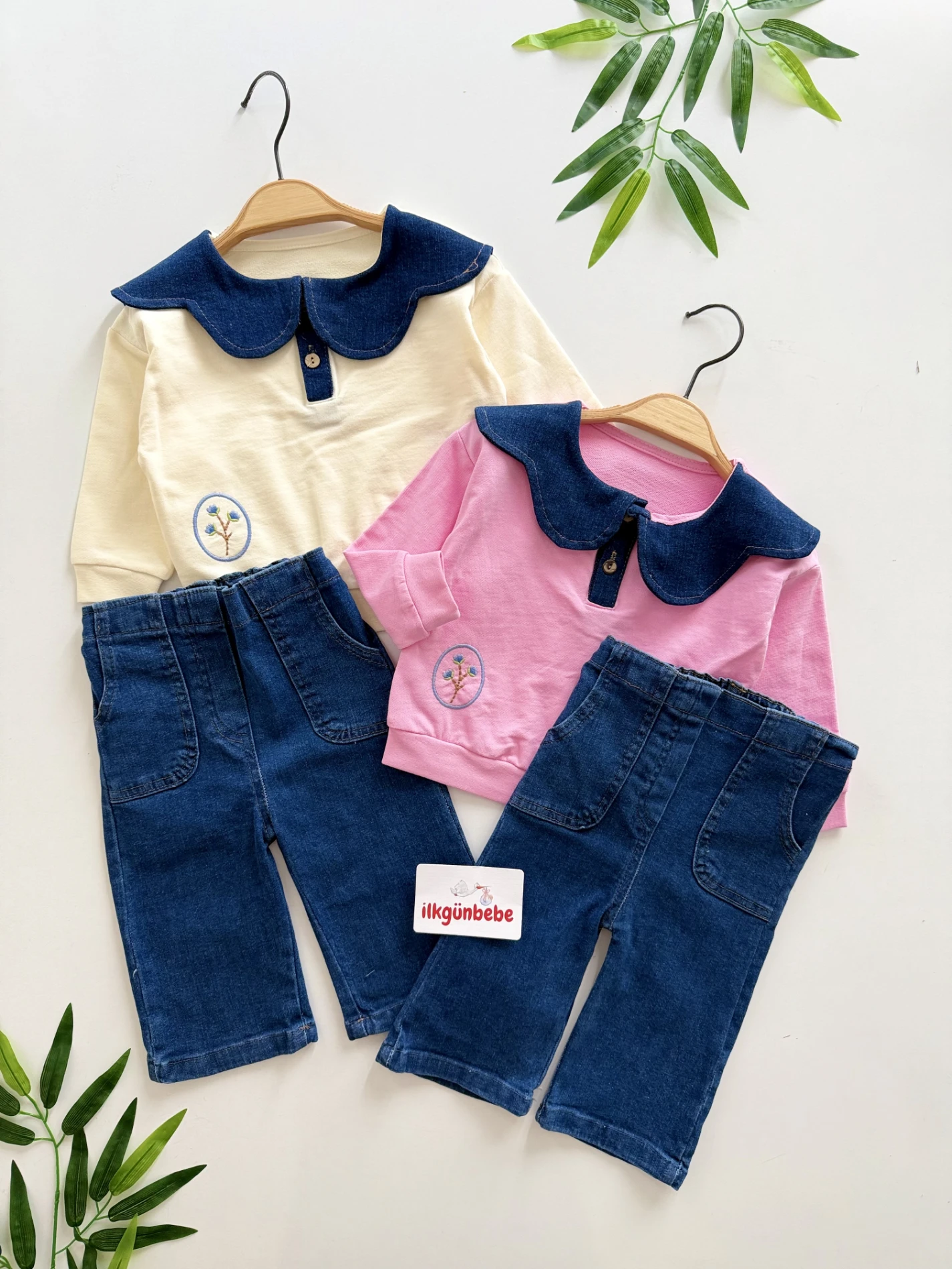 Flowers Kot Yakalı Premium Kalite 2’li Takım