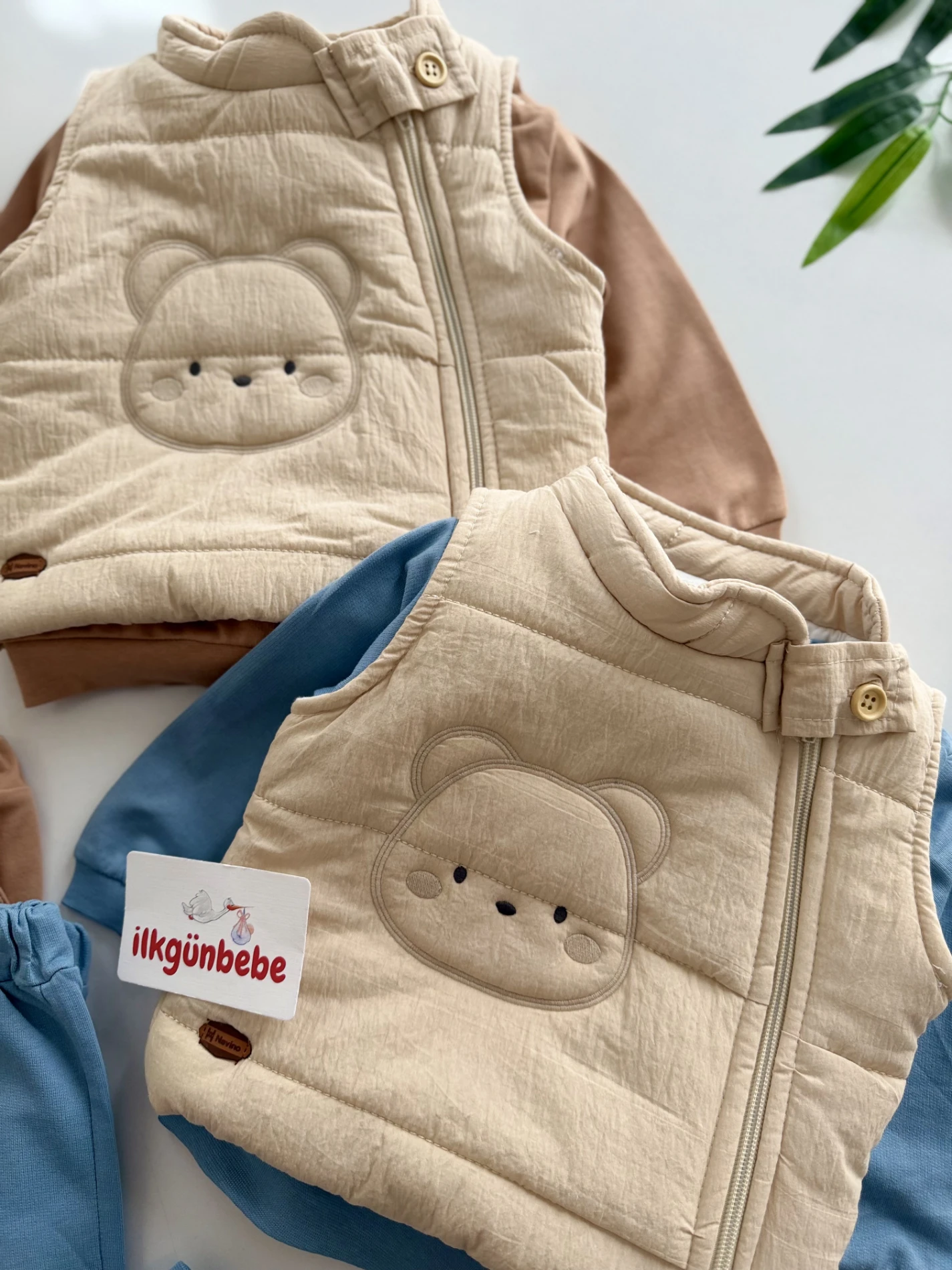 Şişme Yelekli premium kalite teddy üçlü takım