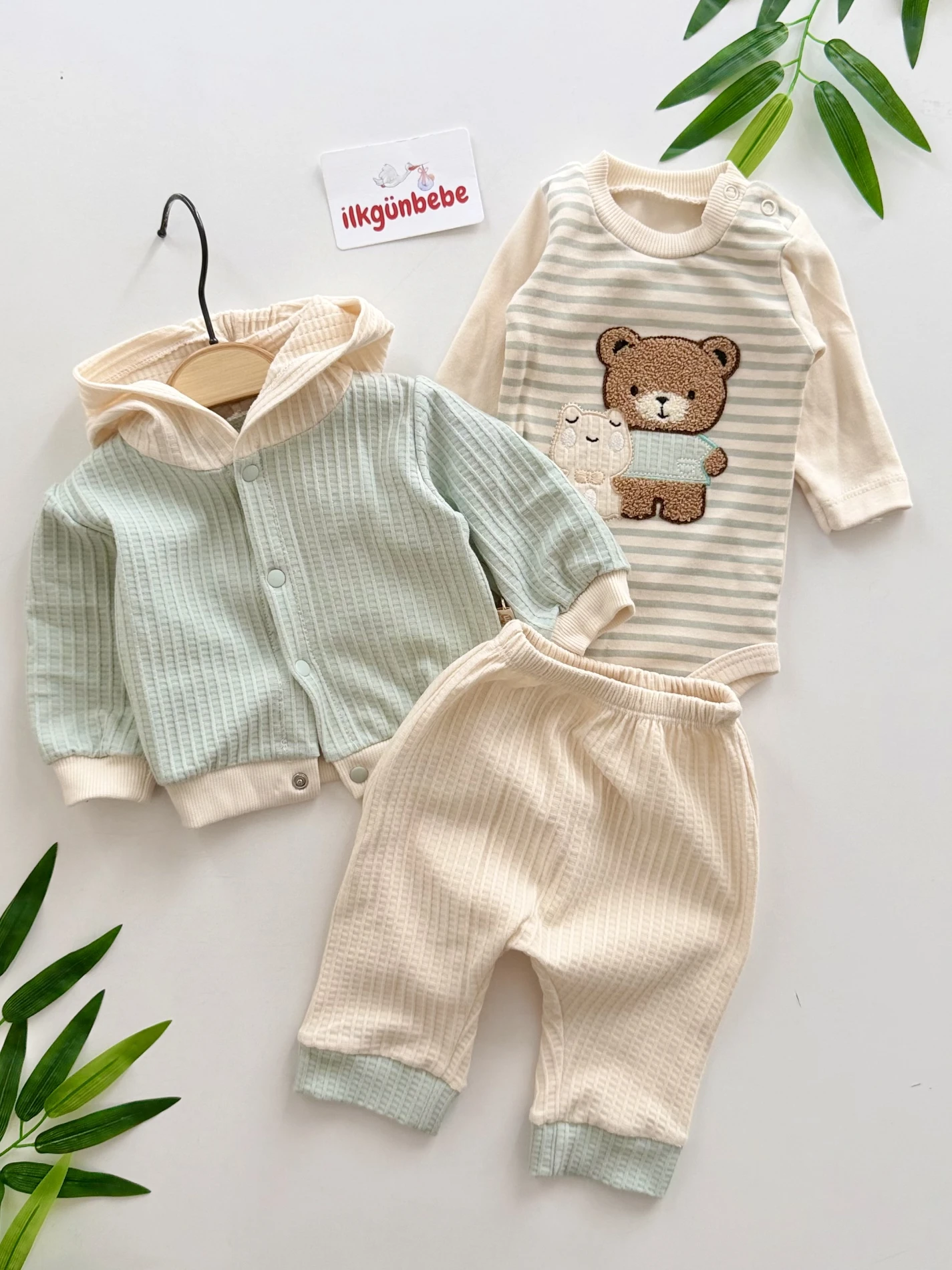 Teddy Nefes Alan %100 Pamuk Kumaş 3’lü Takım