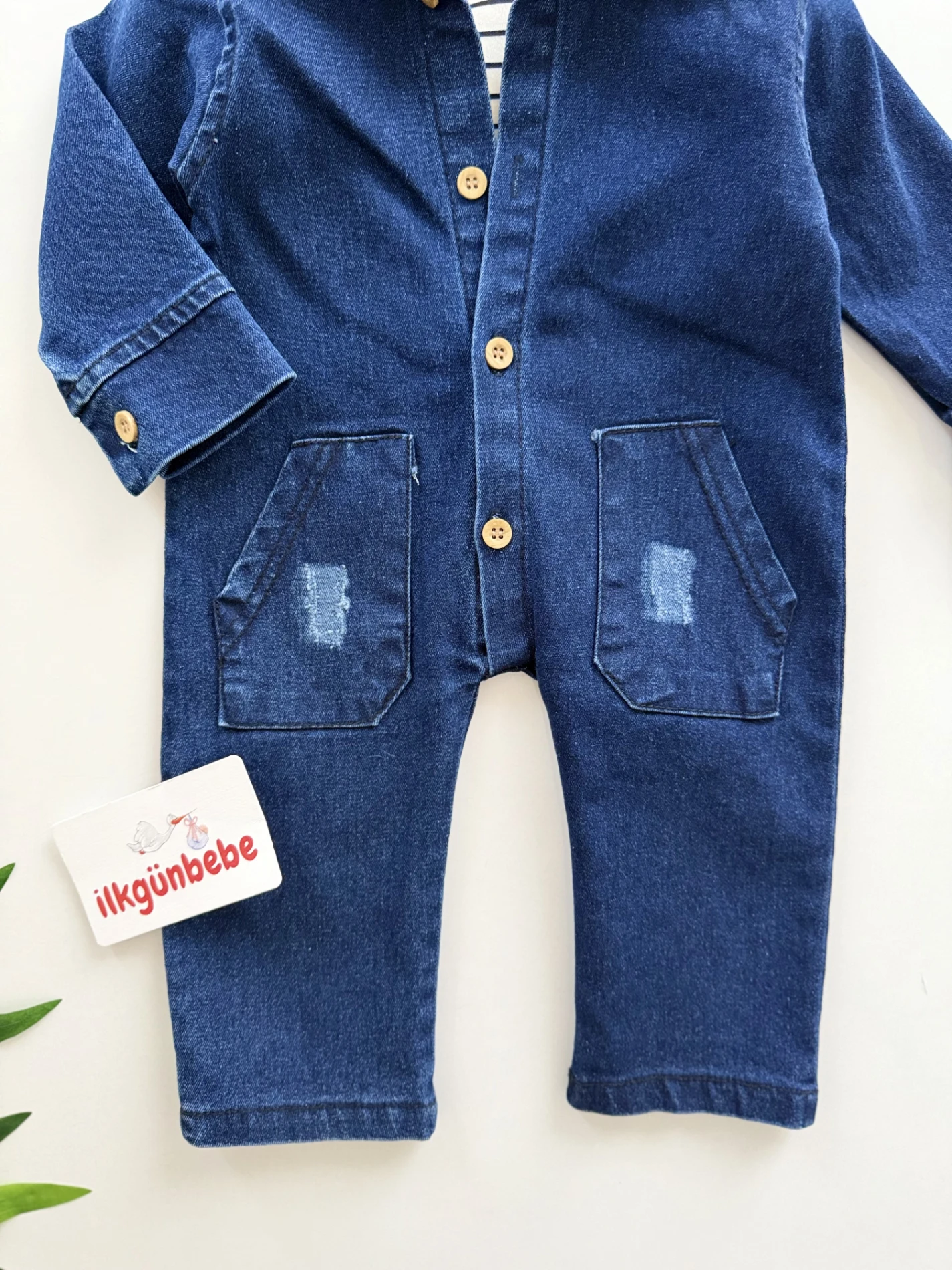 %100 Pamuk Body & Likralı Esnek Kot Tulum Set