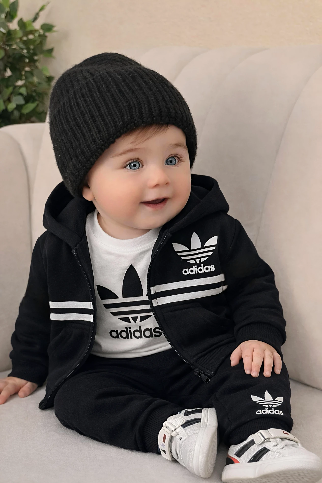 Marka Bodyli Hırkalı Eşofmanlı Unisex Mevsimlik 2 İp  %100 Pamuk 3’lü Takım