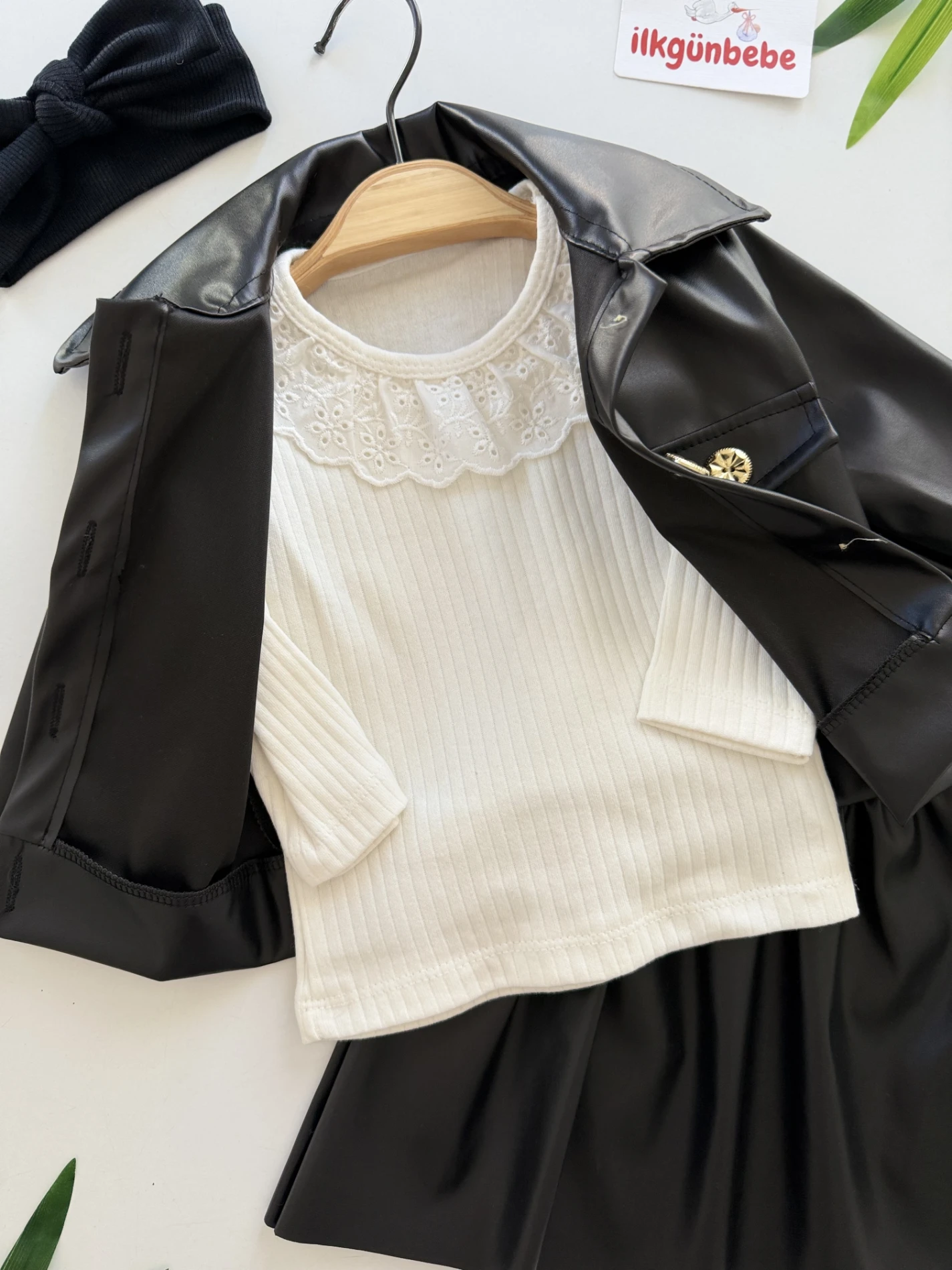 Deri Ceketli Etekli Badili 3’lü Takım