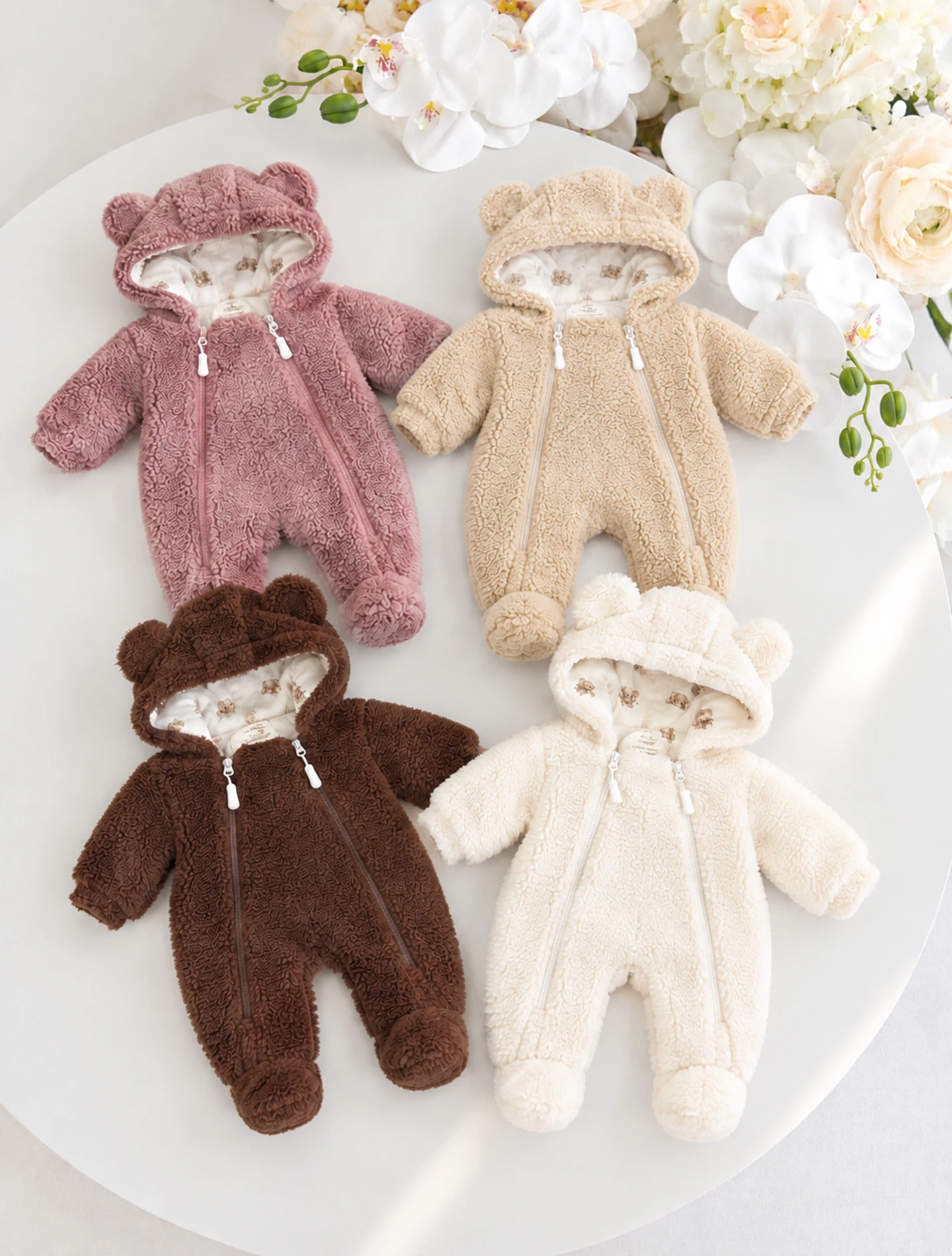 Alice  Peluş Kulaklı Çift Fermuarlı  Astarlı Peluş Tulum 