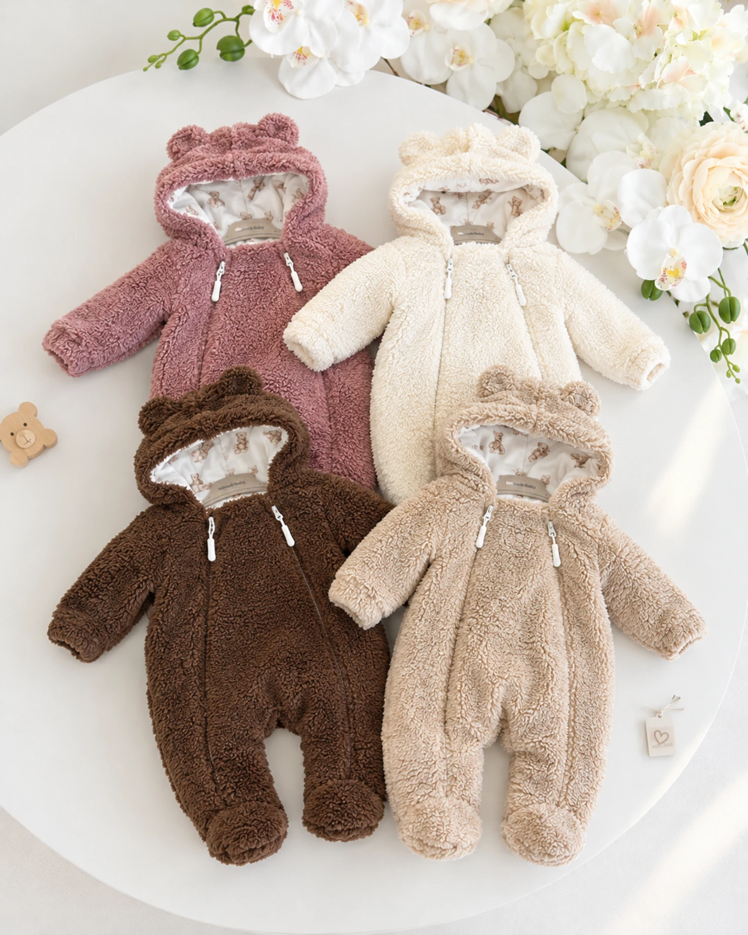 Alice  Peluş Kulaklı Çift Fermuarlı  Astarlı Peluş Tulum 