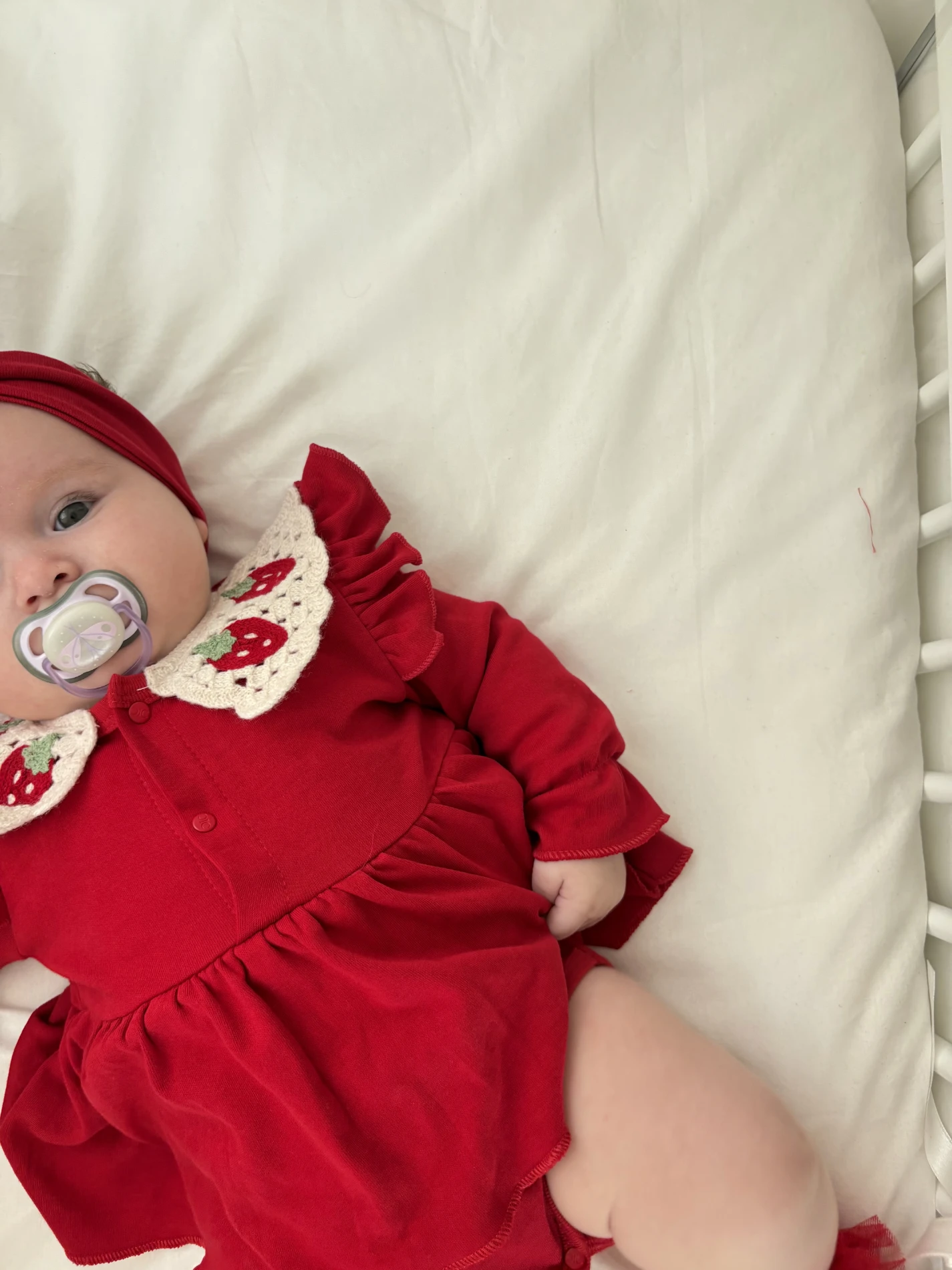 Çilek Yaka Detaylı Romper & Bandana Set