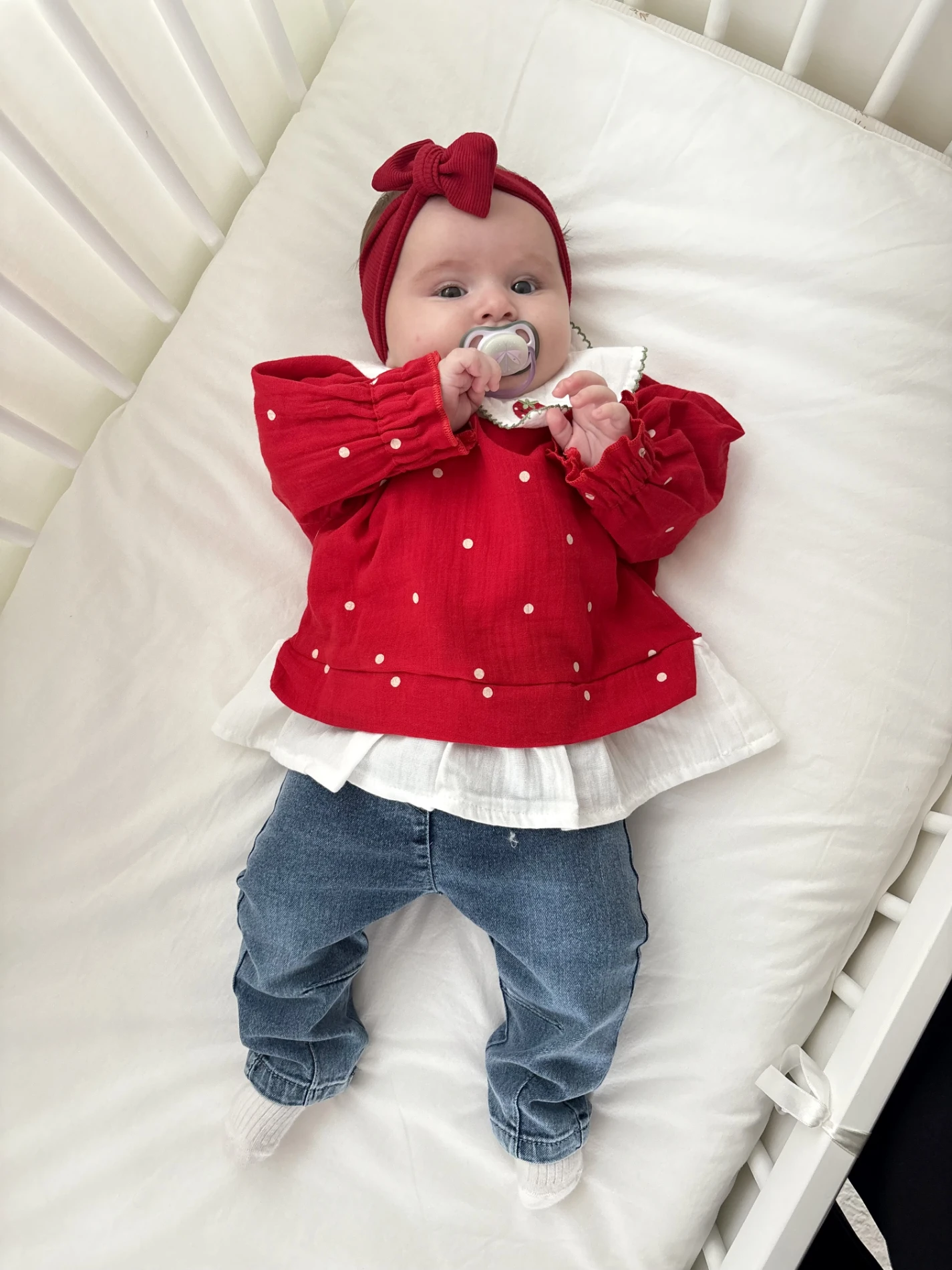 Çilek Yakalı Müslin Kumaş Sweatli Kot Pantalonlu Premium Kalite Takım