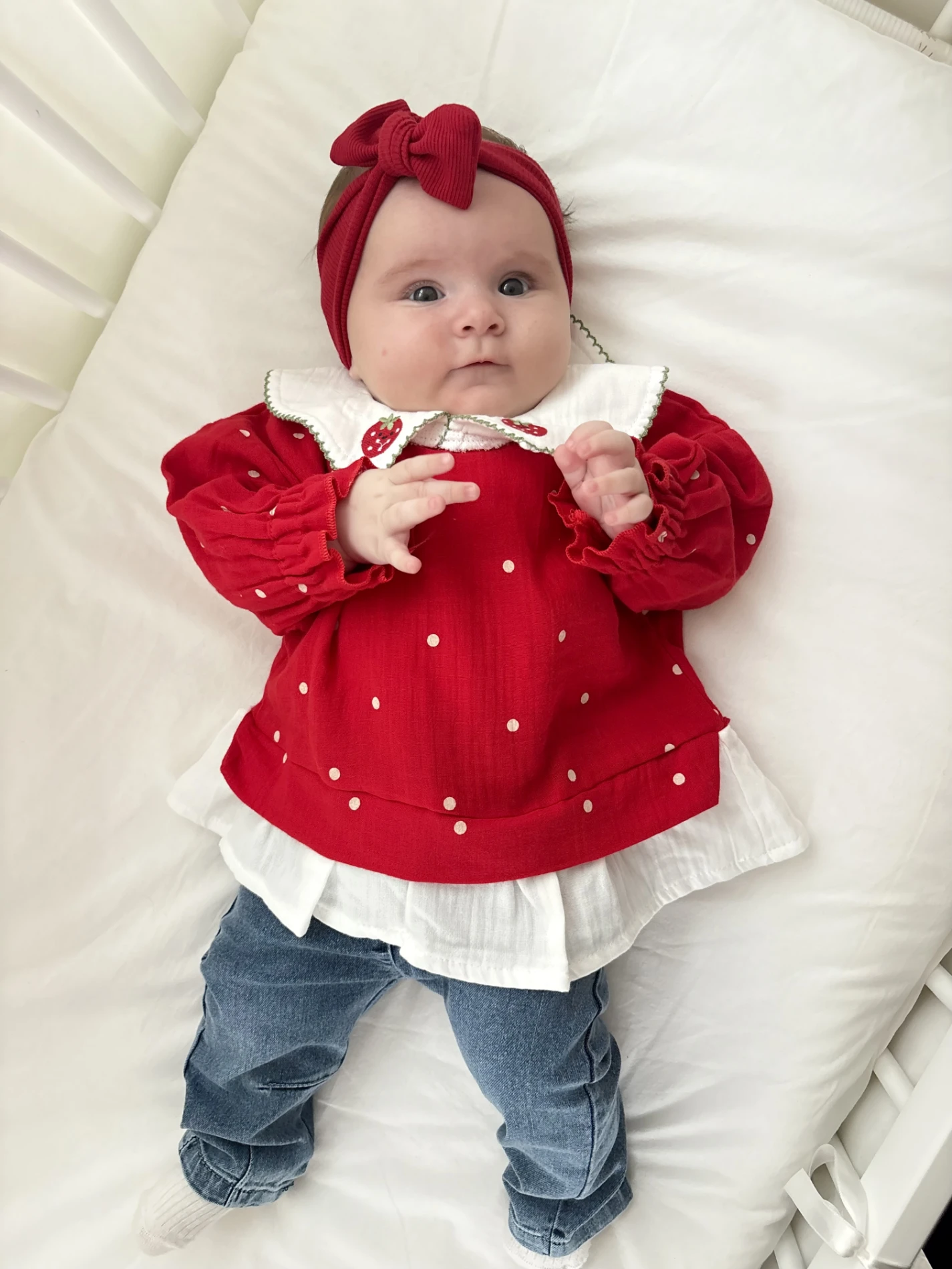 Çilek Yakalı Müslin Kumaş Sweatli Kot Pantalonlu Premium Kalite Takım