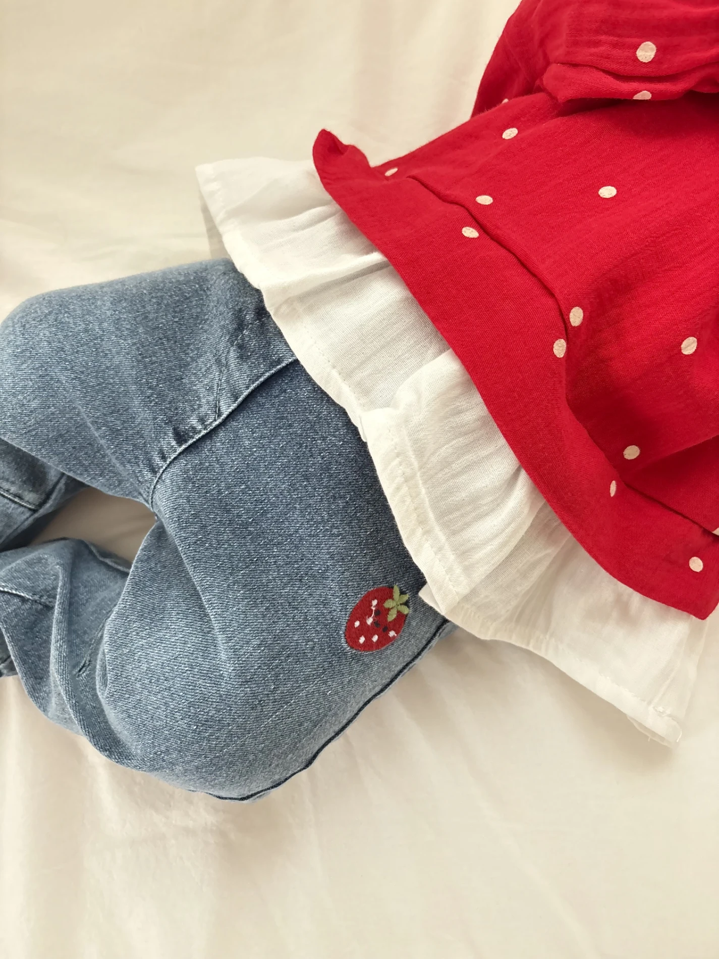 Çilek Yakalı Müslin Kumaş Sweatli Kot Pantalonlu Premium Kalite Takım