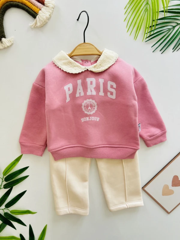 Paris Yaka Detaylı 3 İp Şardonlu Kışlık 2’li Takım