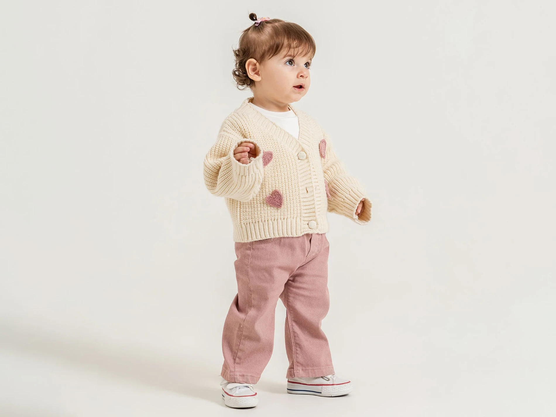 Kalp Nakışlı Premium Kalite Selanik Örgüsü Hırkalı Kot Pantalonlu 3’lü Takım