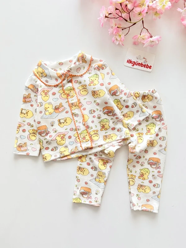 Ördek Desenli Bebe Yaka Pijama Takımı